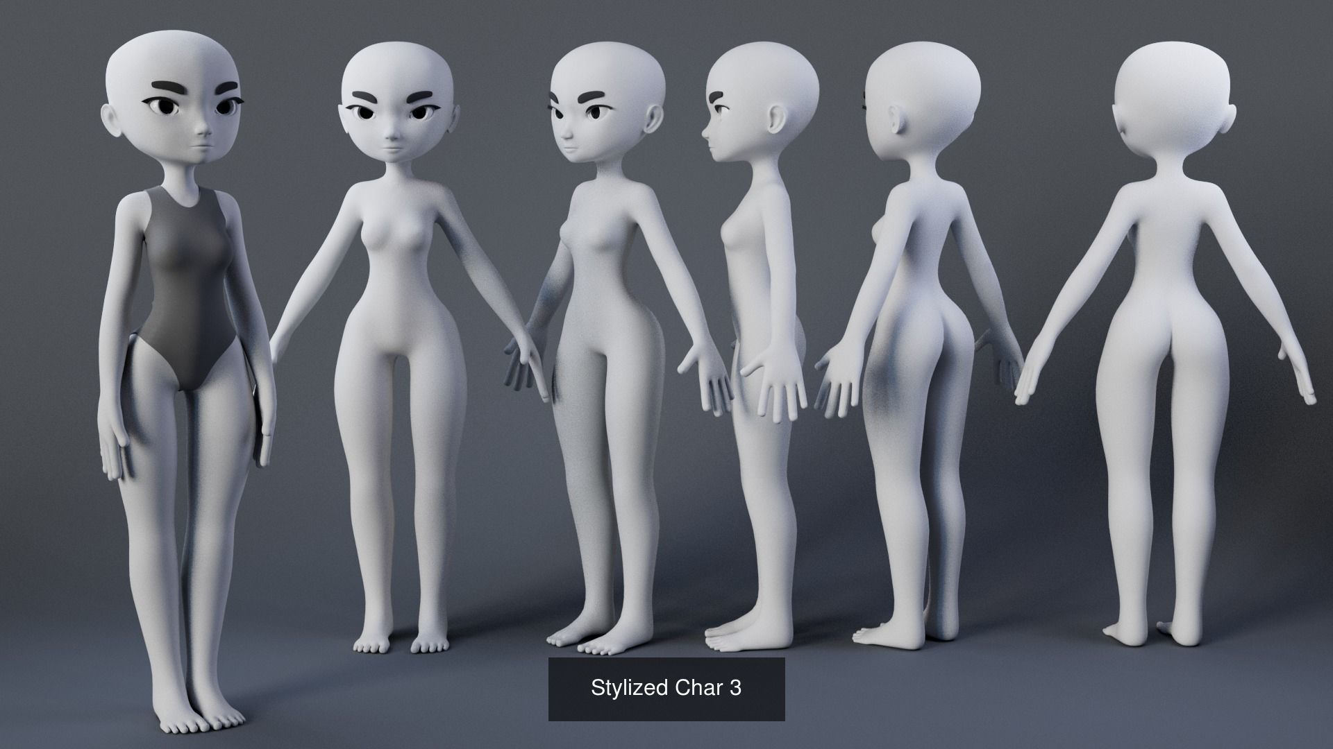 Stylized Character Basemesh 3D Model Collection_8
