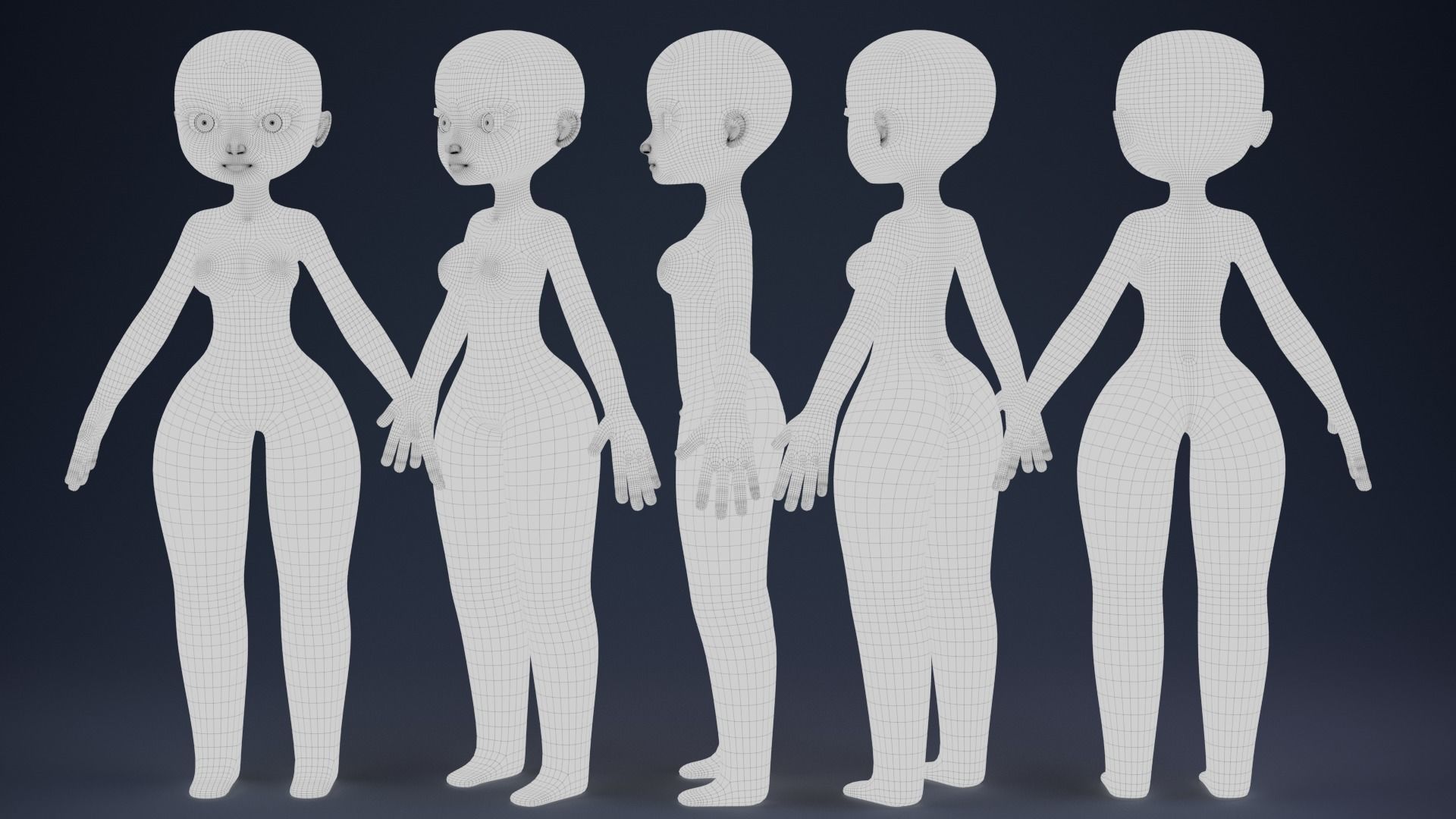 Stylized Character Basemesh 3D Model Collection_11