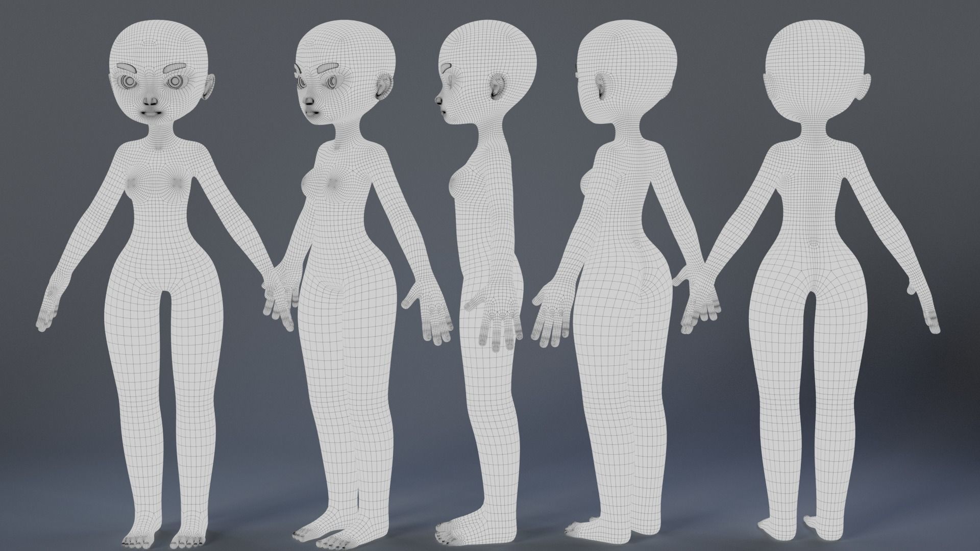 Stylized Character Basemesh 3D Model Collection_7
