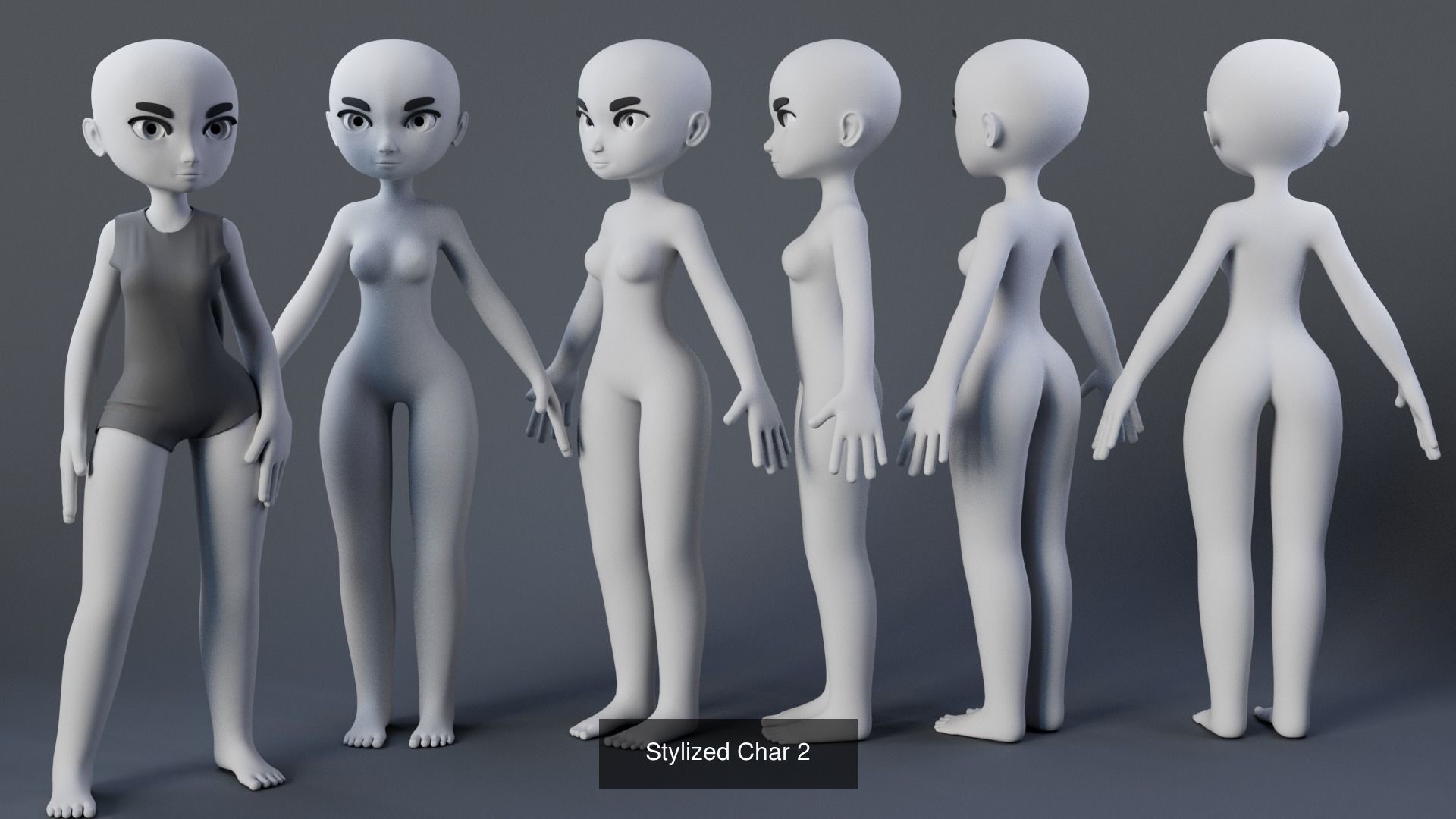 Stylized Character Basemesh 3D Model Collection_6