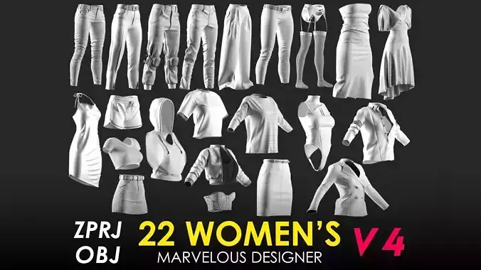 22 Womens Clothes - Vol 4 - Marvelous Designer 3D model