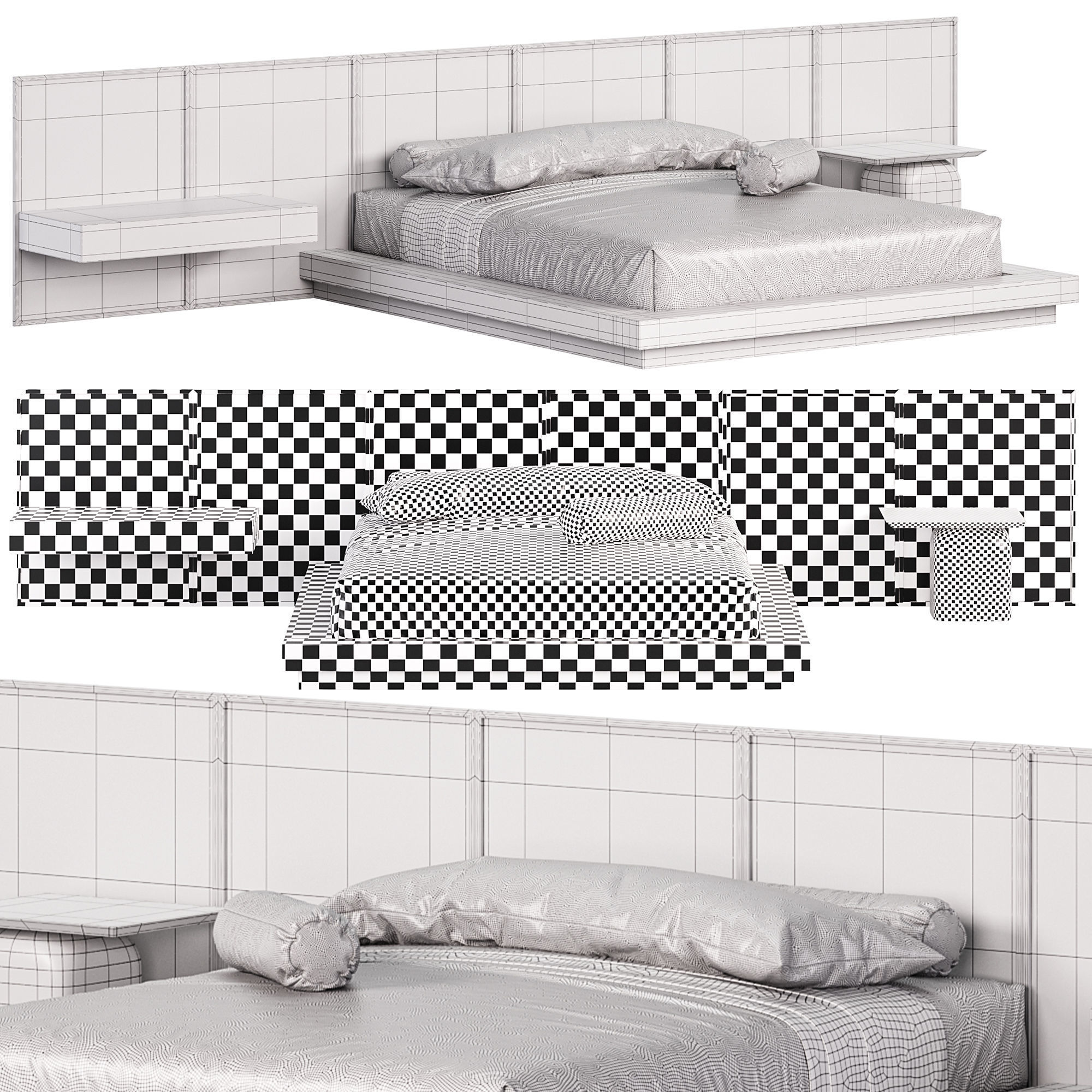 Minimalist bed 3D model_4