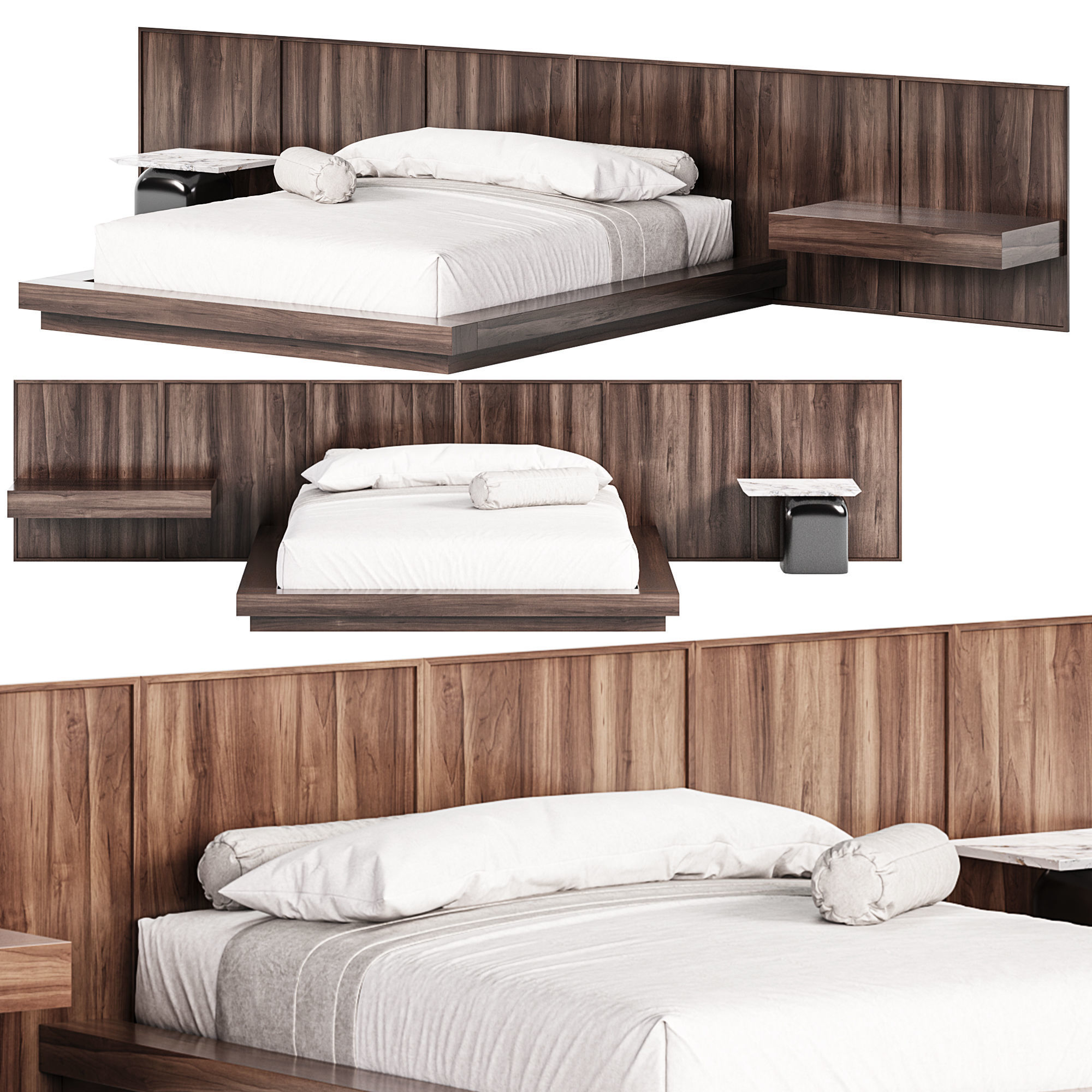 Minimalist bed 3D model_3