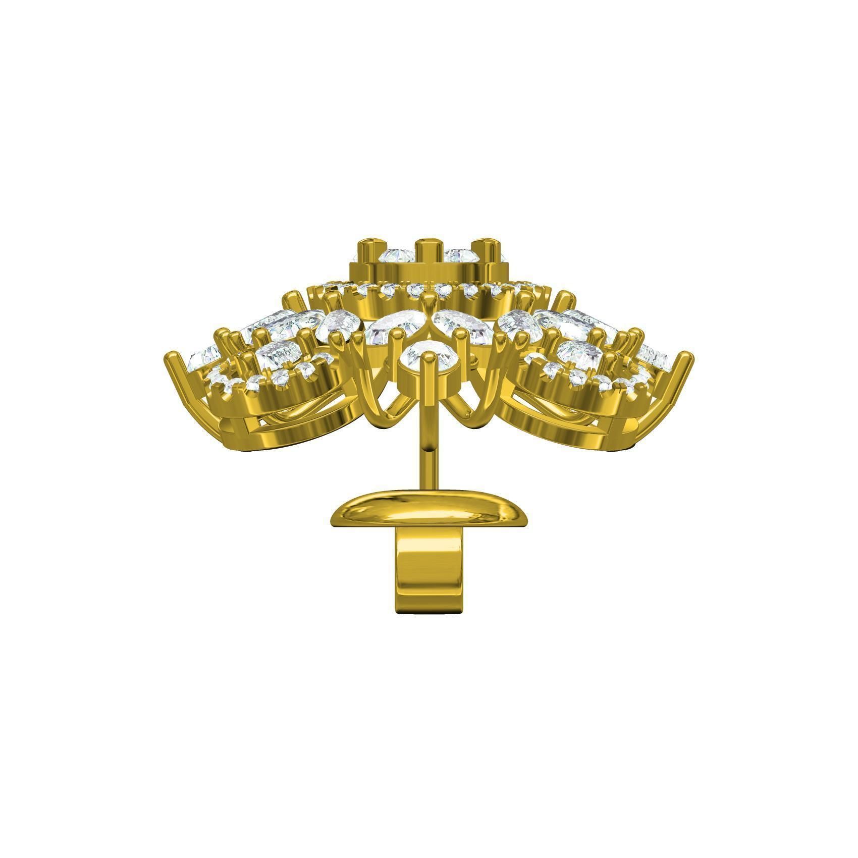 Round and Marquise Diamond Cluster Earring 3D print model_4