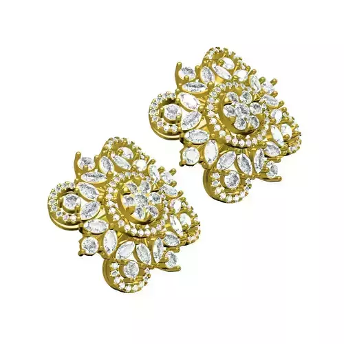 Round and Marquise Diamond Cluster Earring