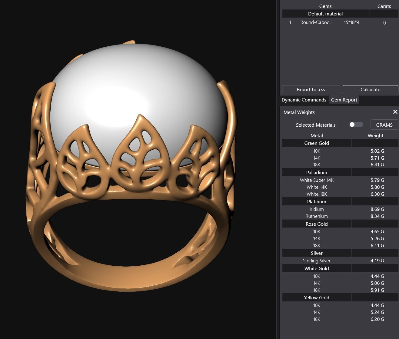 Gold Leaf Ring and Earring Set 3D print model_13