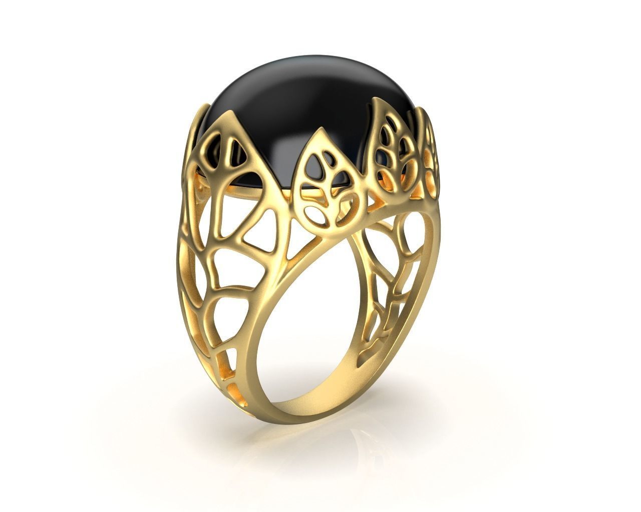 Gold Leaf Ring and Earring Set 3D print model_4