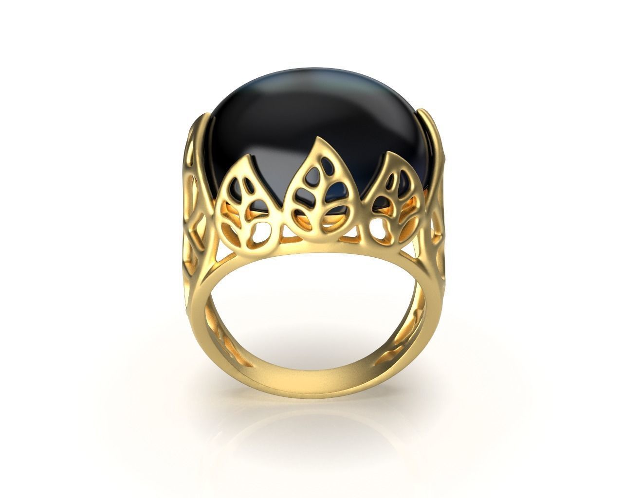 Gold Leaf Ring and Earring Set 3D print model_3