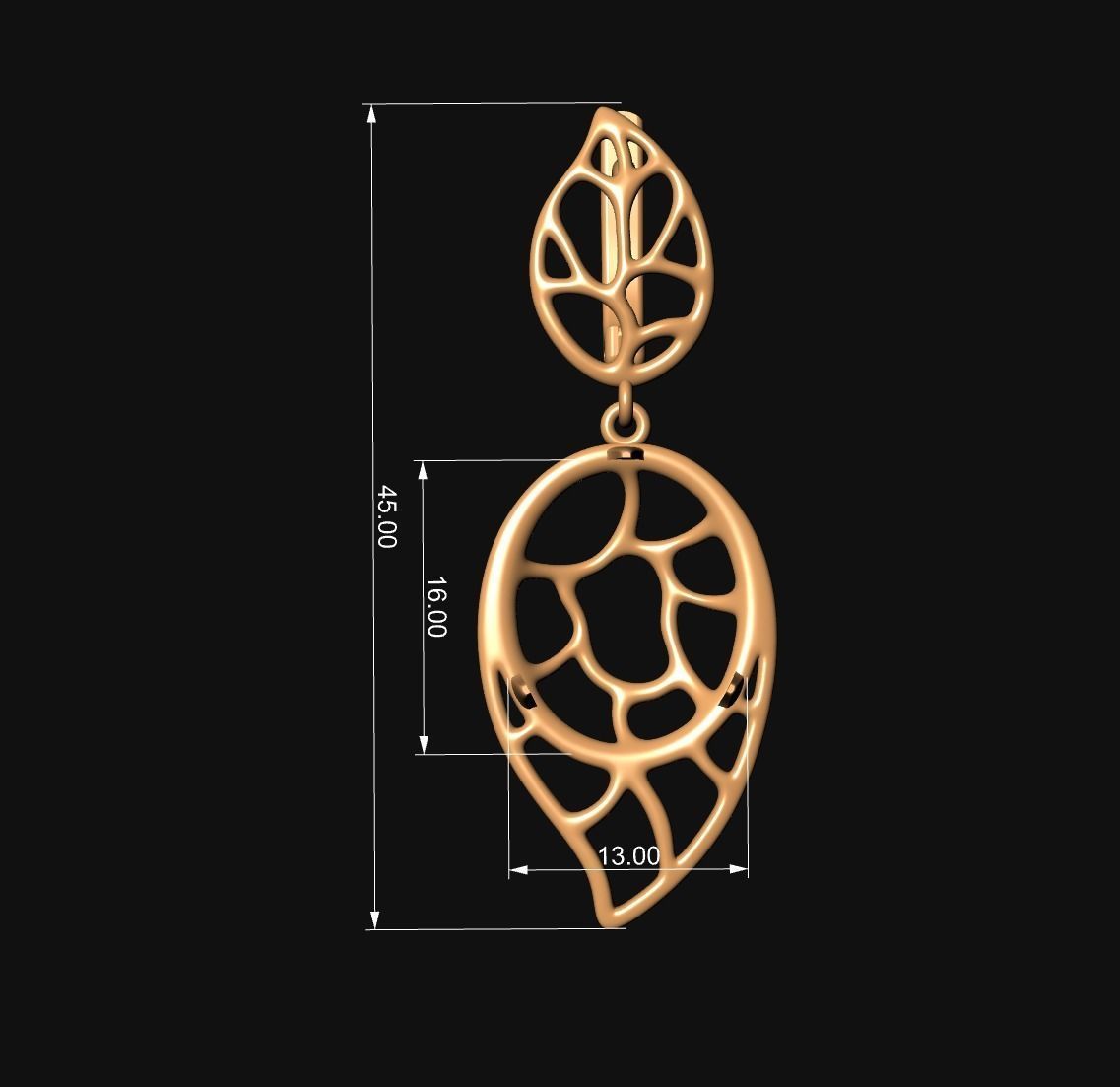 Gold Leaf Ring and Earring Set 3D print model_16