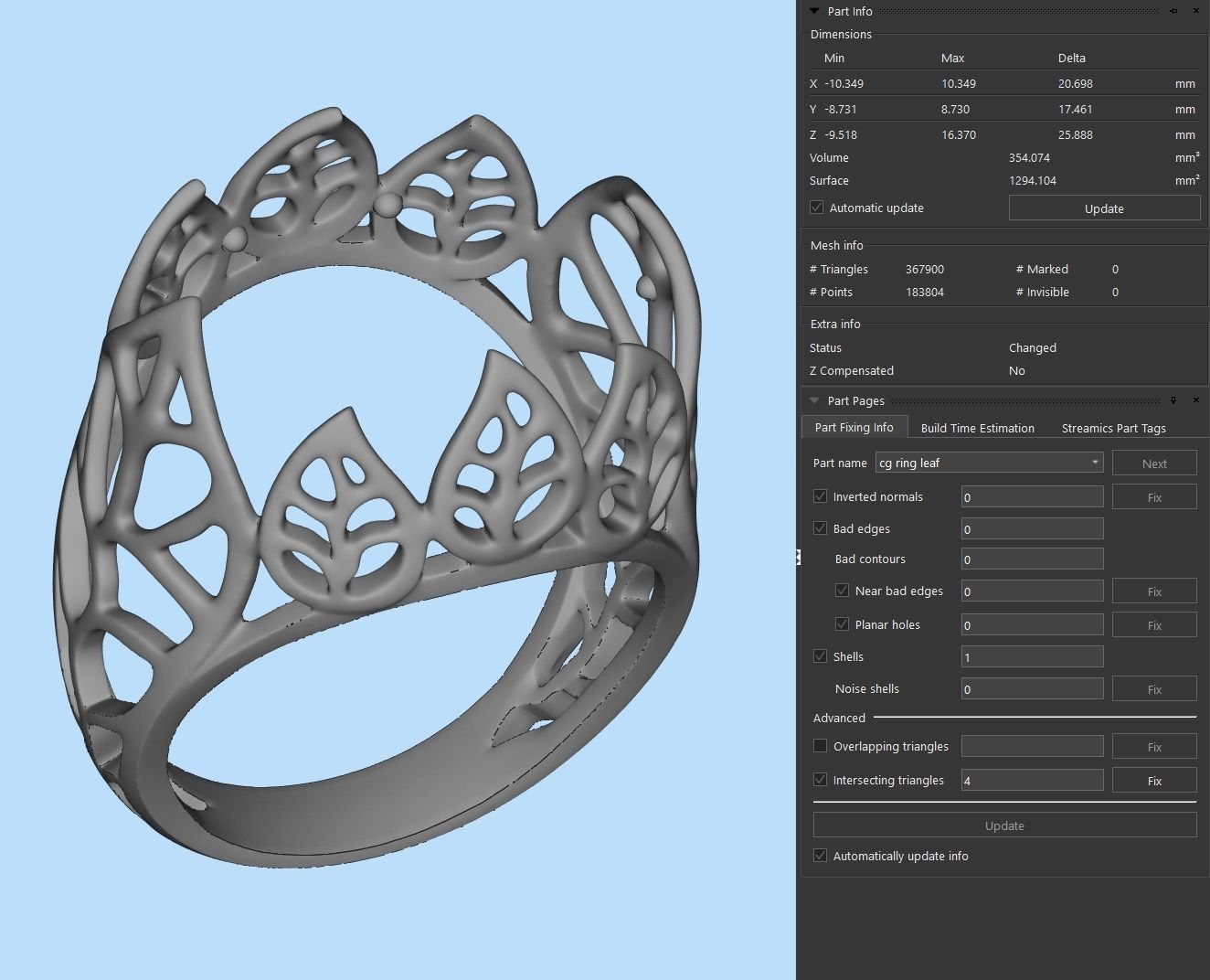 Gold Leaf Ring and Earring Set 3D print model_18