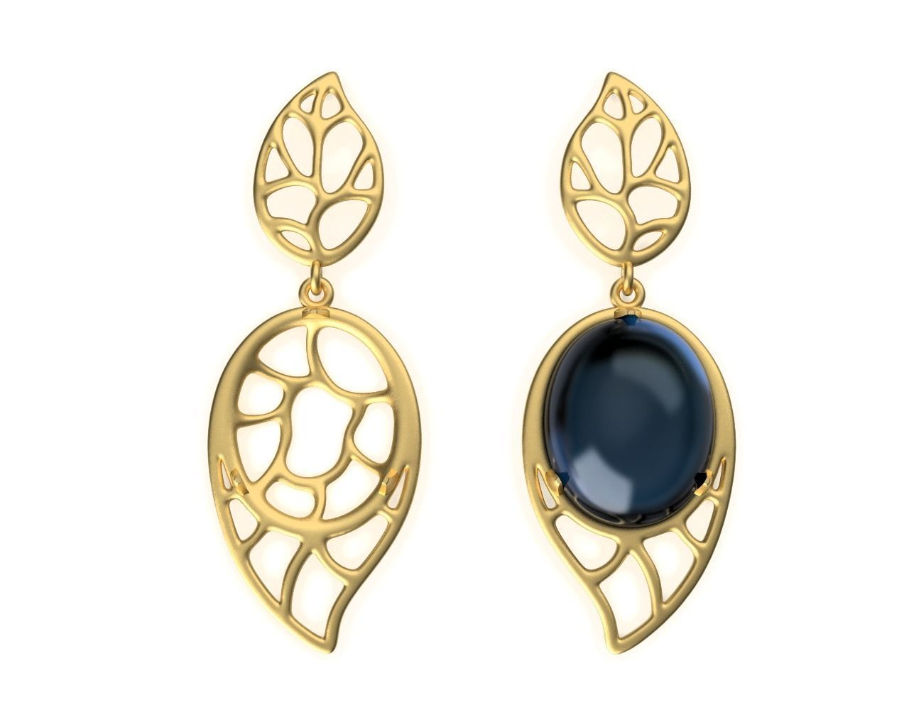 Gold Leaf Ring and Earring Set 3D print model_2