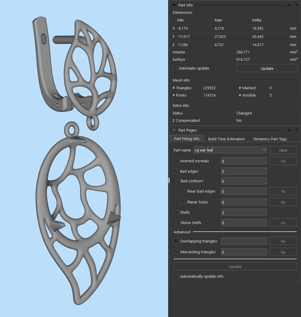 Gold Leaf Ring and Earring Set 3D print model_19