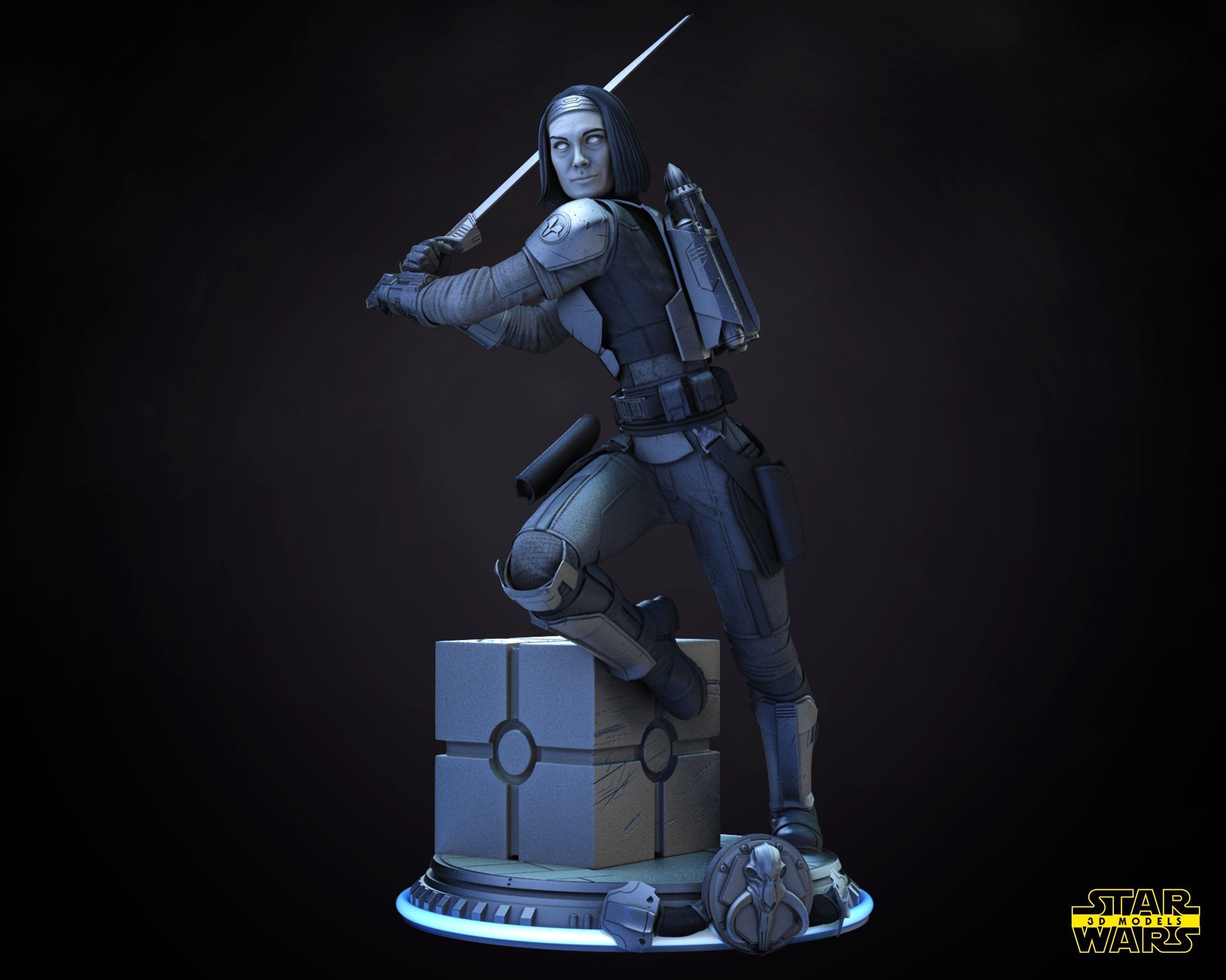 Bo Katan Sculpture Star Wars 3D Models Ready for 3D printing 3D print model_1