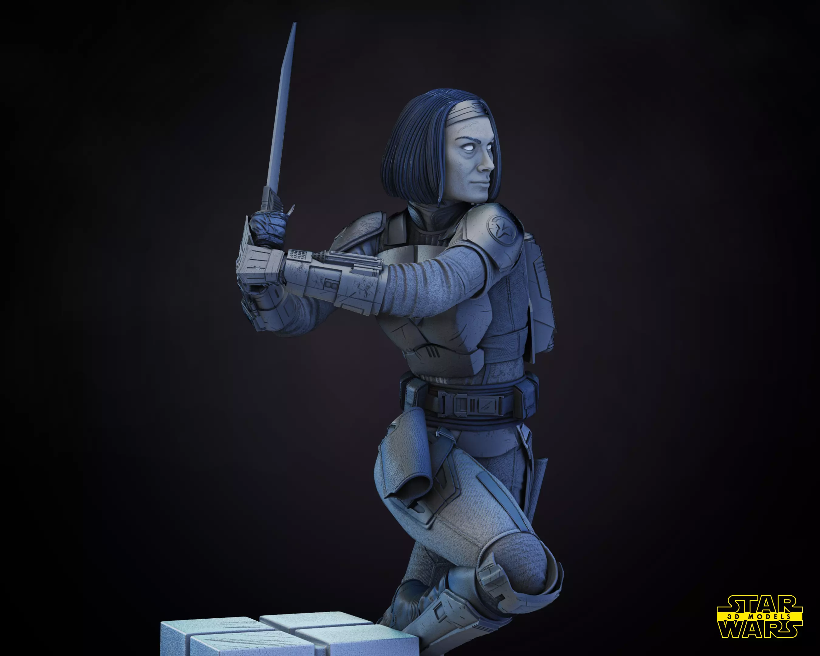 Bo Katan Sculpture Star Wars 3D Models Ready for 3D printing 3D print model_0