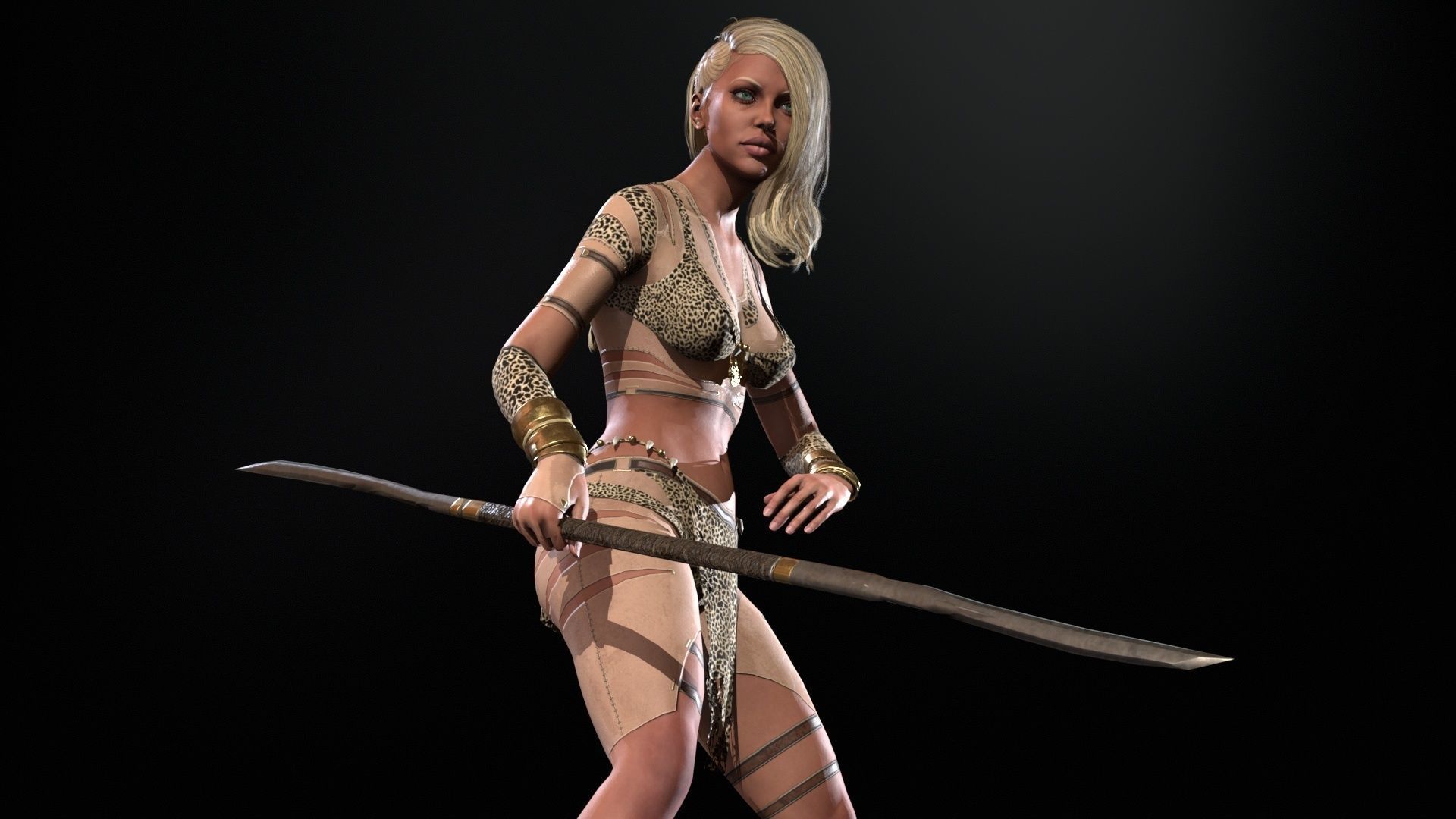 Defender Girl 2 Low-poly 3D model_25