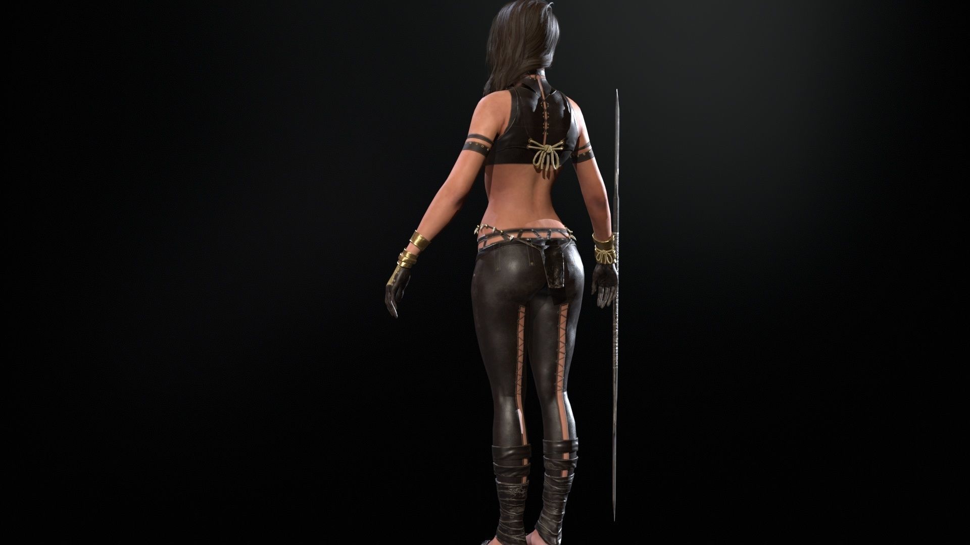 Defender Girl 2 Low-poly 3D model_13