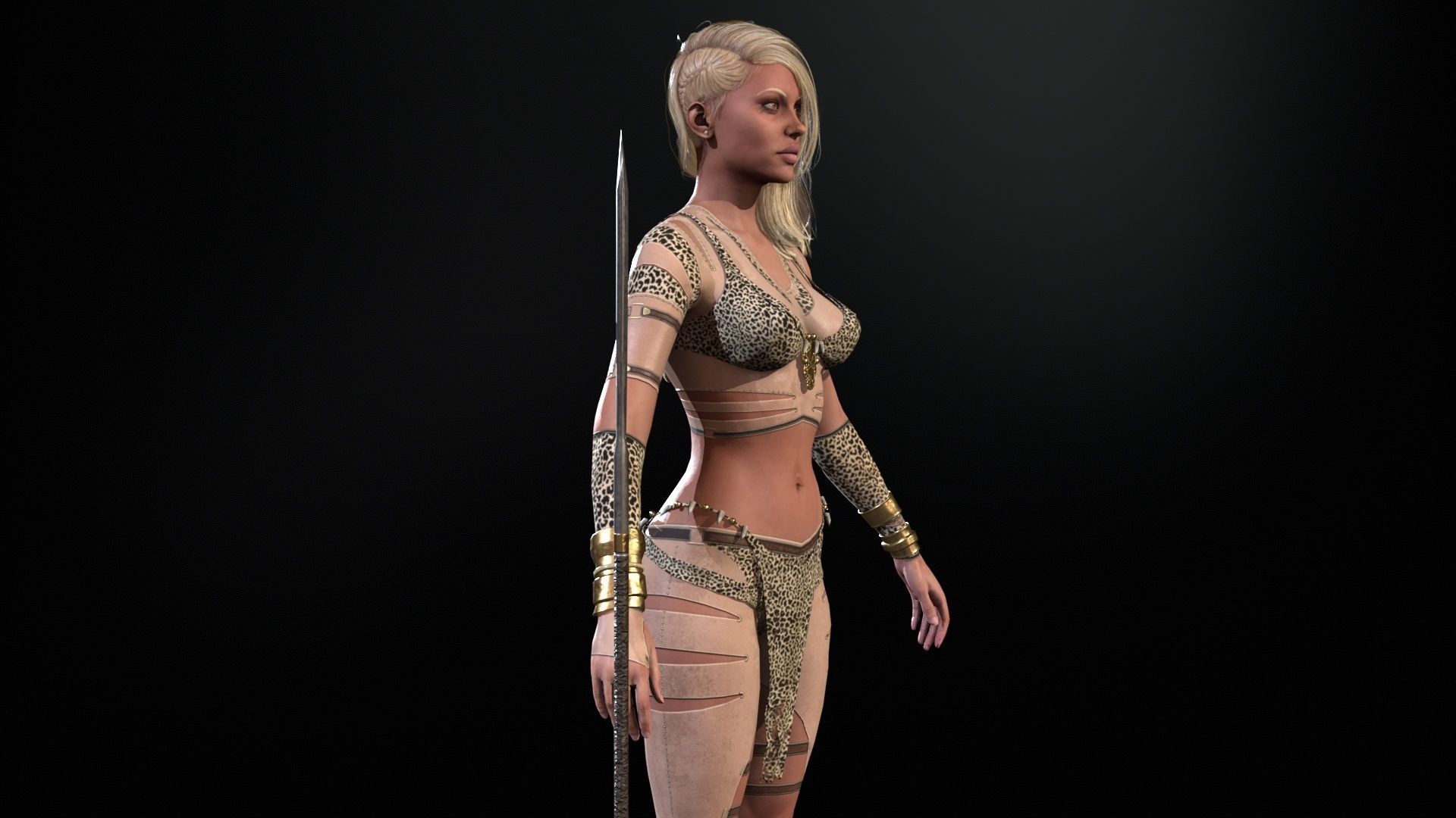 Defender Girl 2 Low-poly 3D model_16