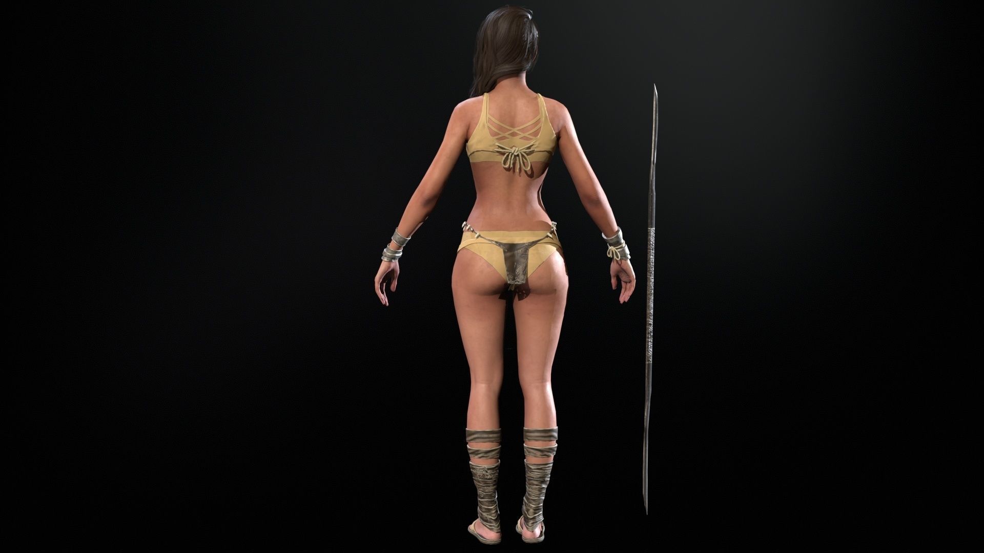 Defender Girl 2 Low-poly 3D model_7