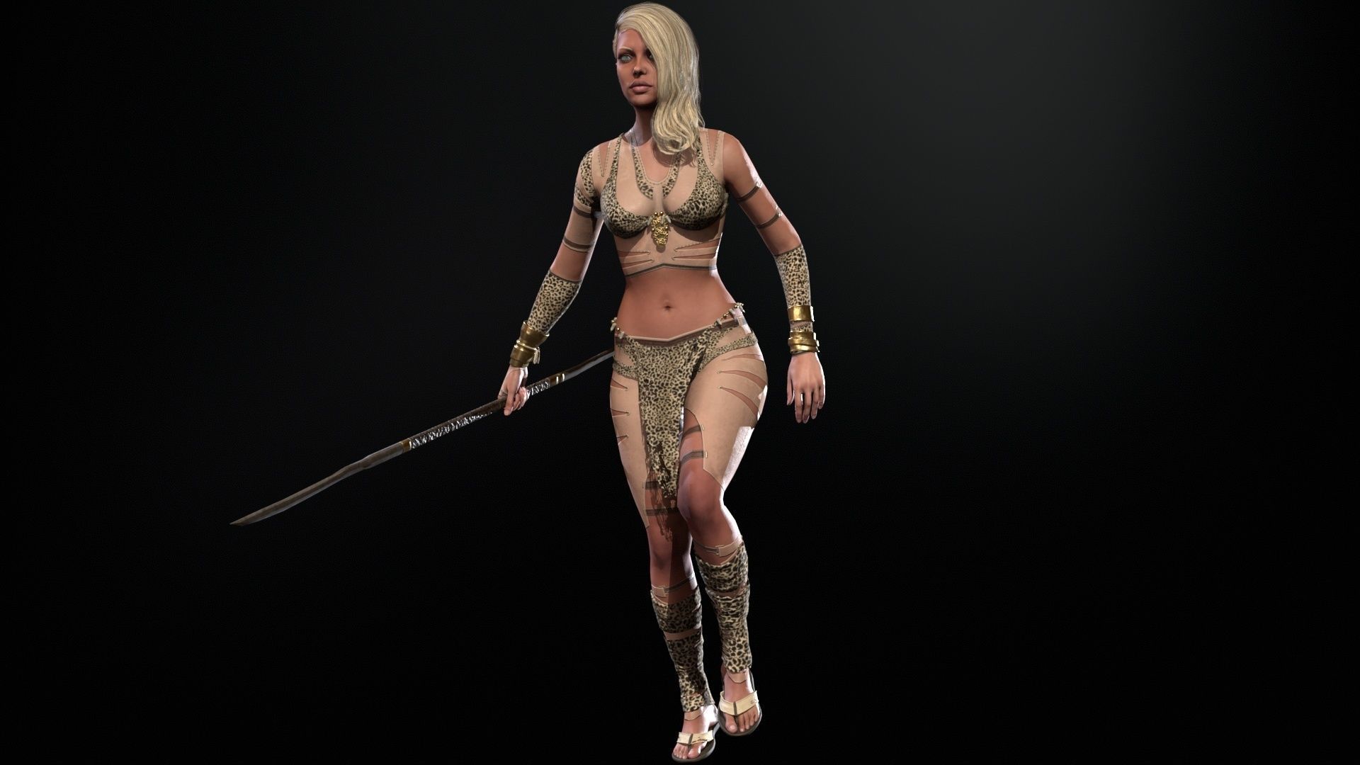 Defender Girl 2 Low-poly 3D model_22