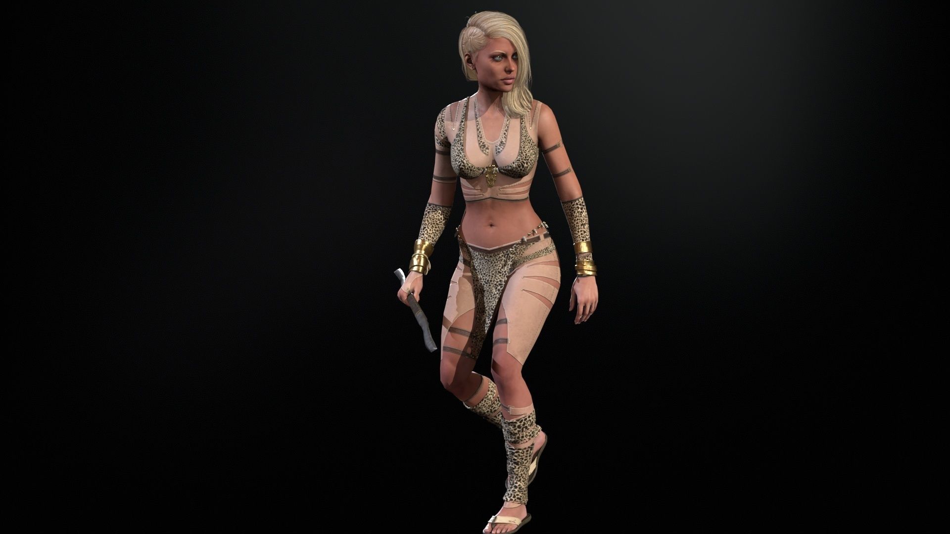 Defender Girl 2 Low-poly 3D model_23