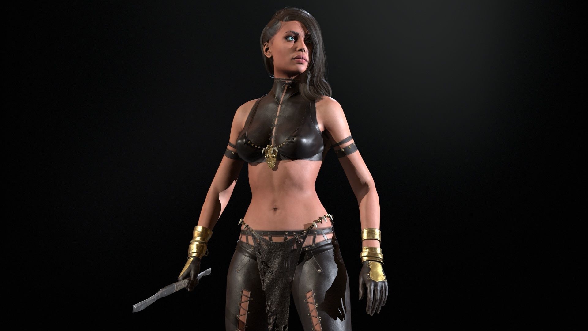 Defender Girl 2 Low-poly 3D model_17