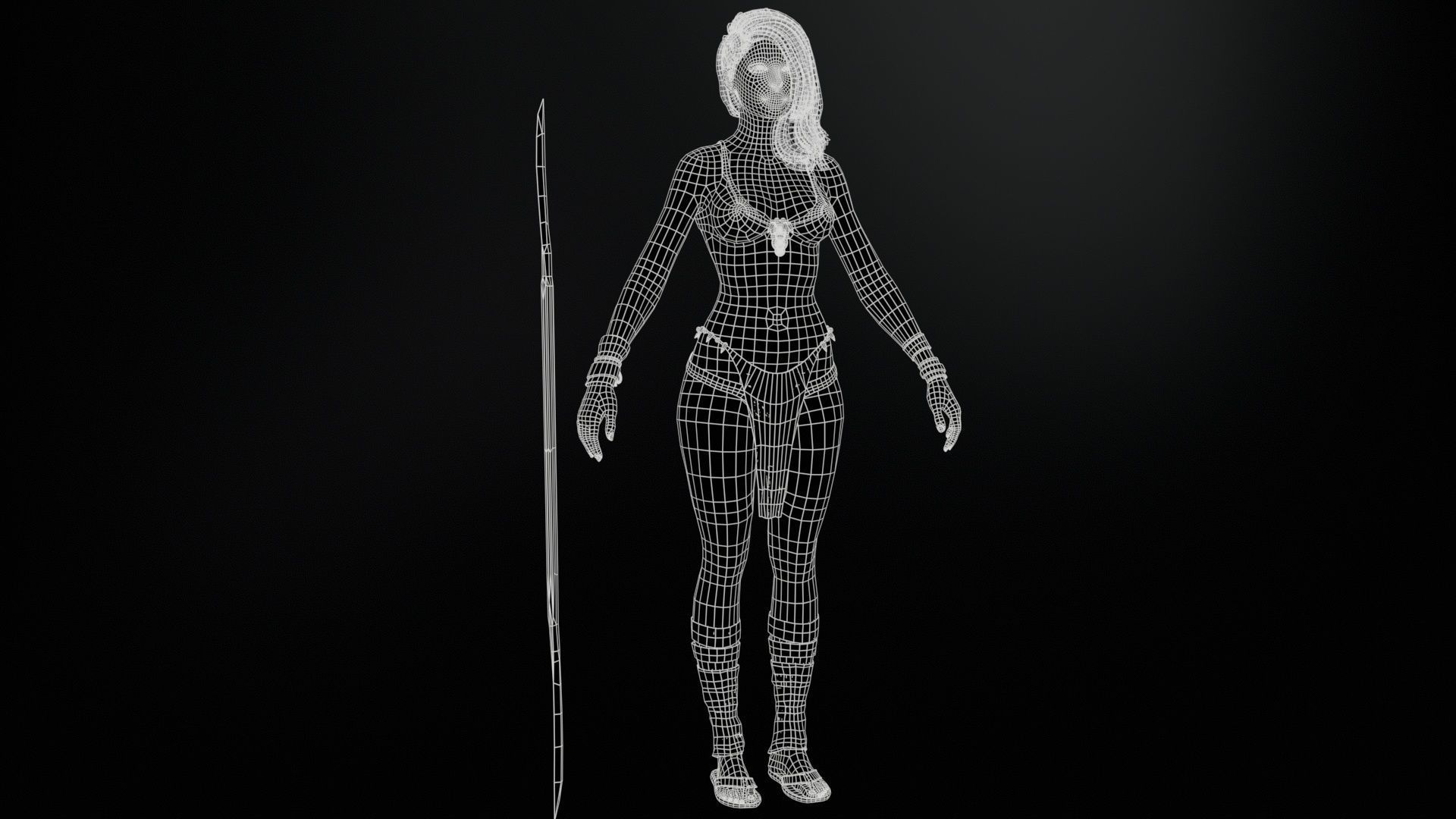 Defender Girl 2 Low-poly 3D model_11