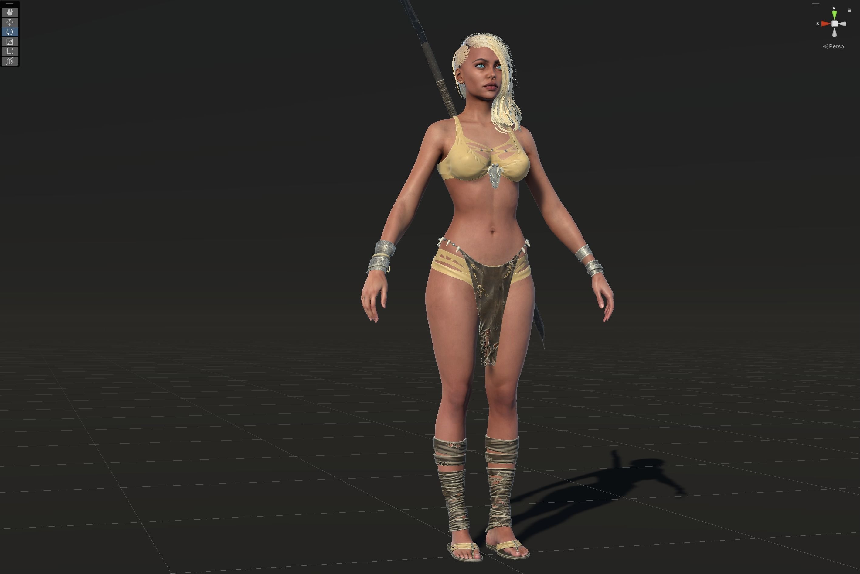 Defender Girl 2 Low-poly 3D model_27