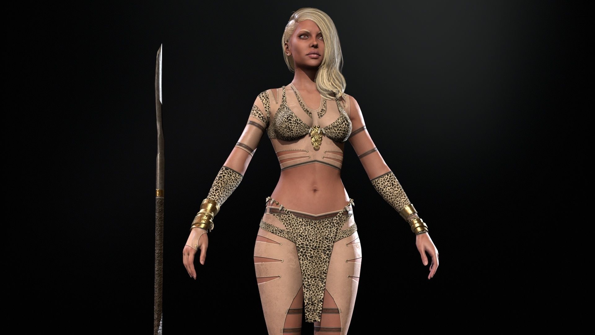 Defender Girl 2 Low-poly 3D model_14