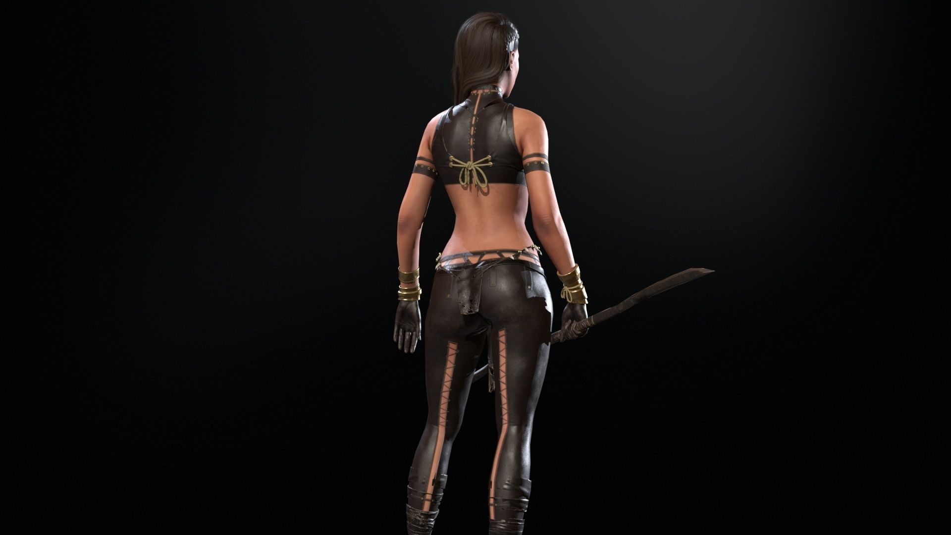 Defender Girl 2 Low-poly 3D model_19