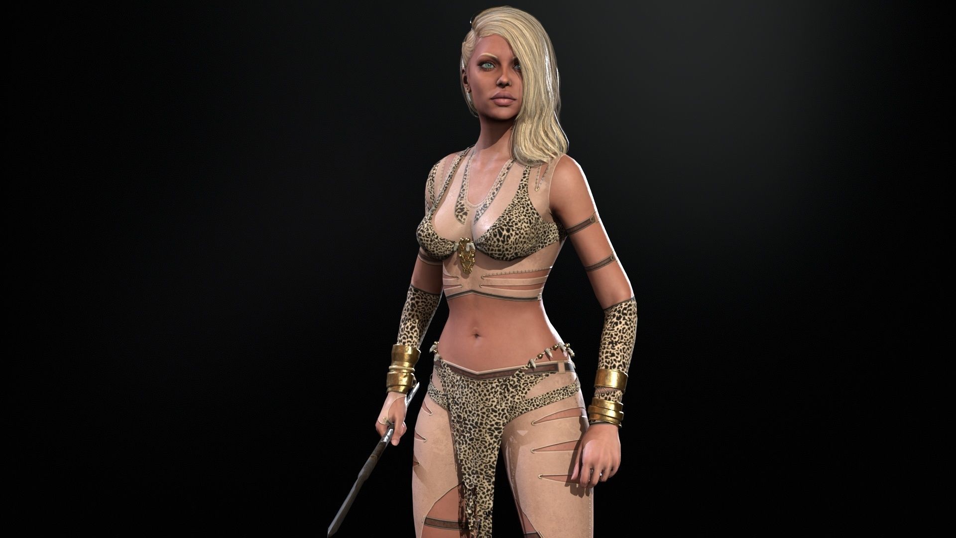 Defender Girl 2 Low-poly 3D model_26