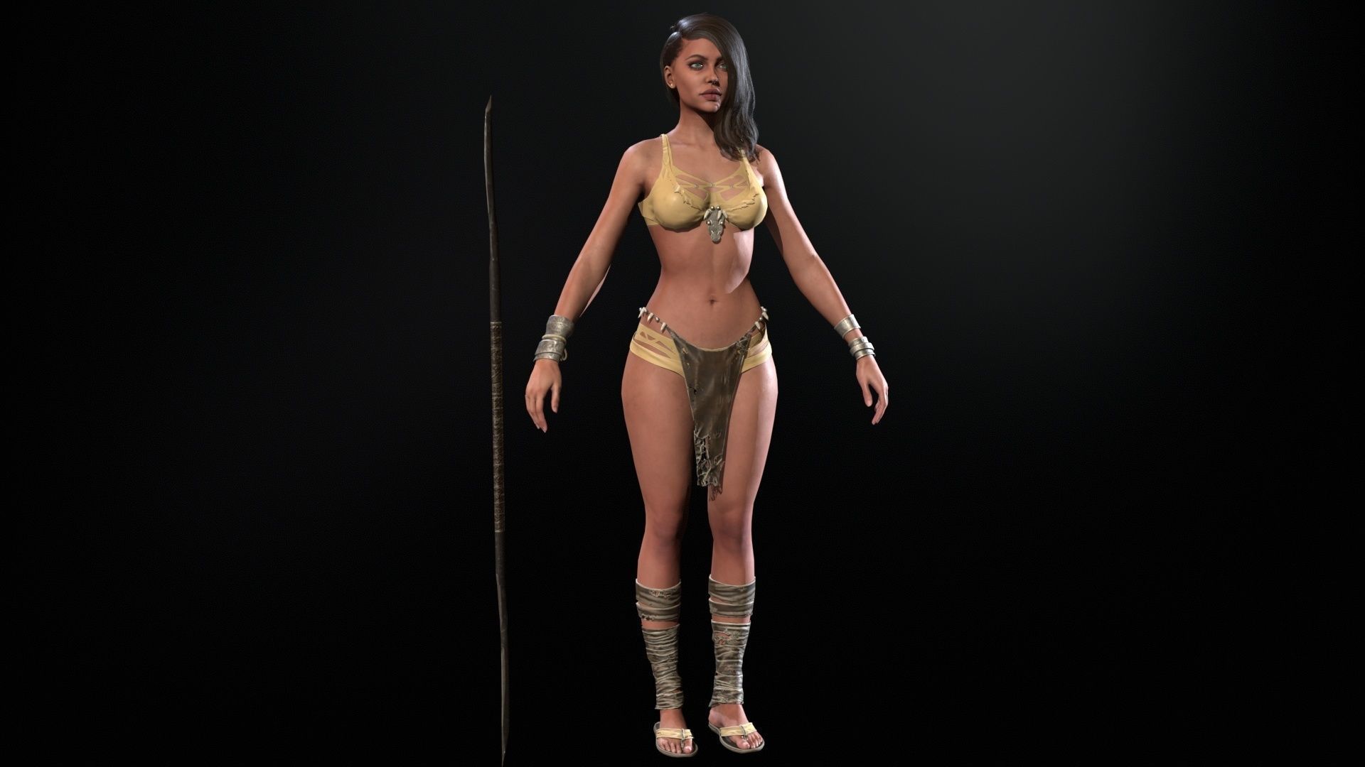 Defender Girl 2 Low-poly 3D model_8