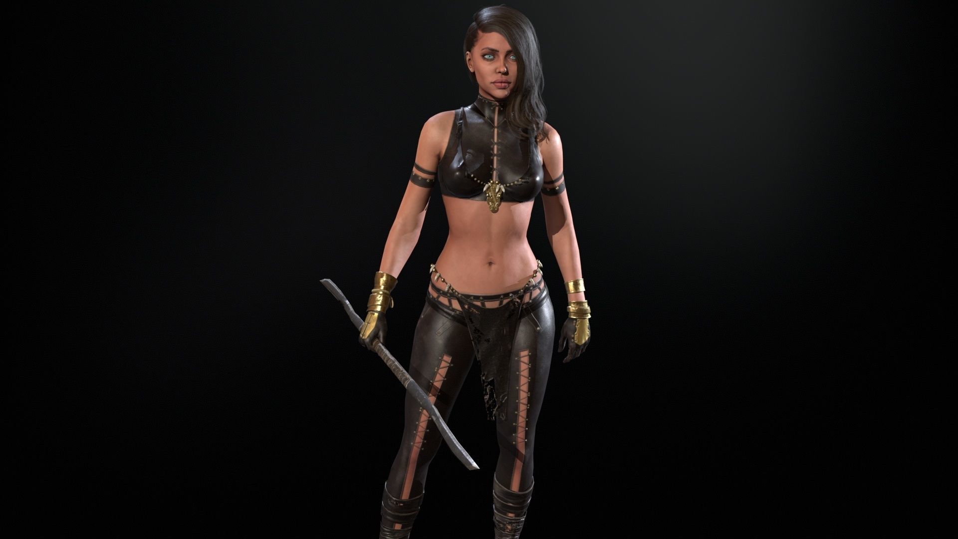 Defender Girl 2 Low-poly 3D model_20