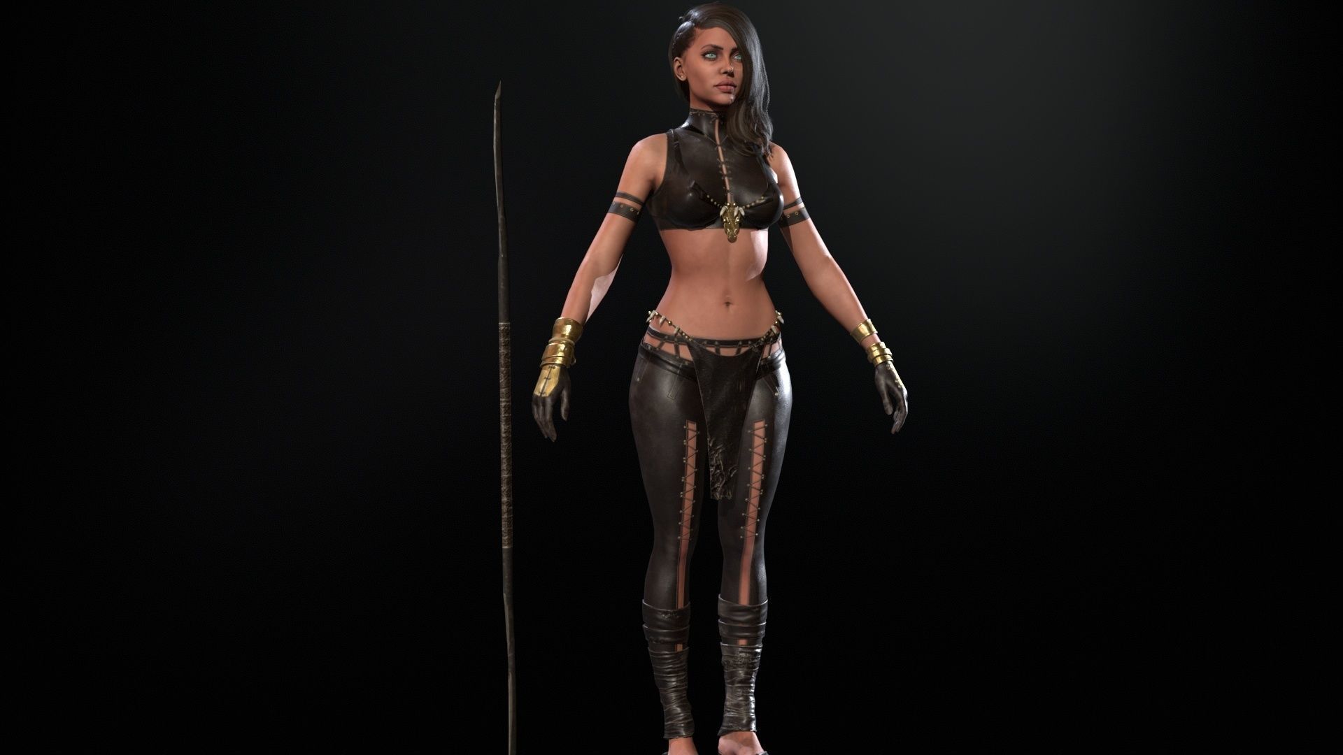 Defender Girl 2 Low-poly 3D model_12