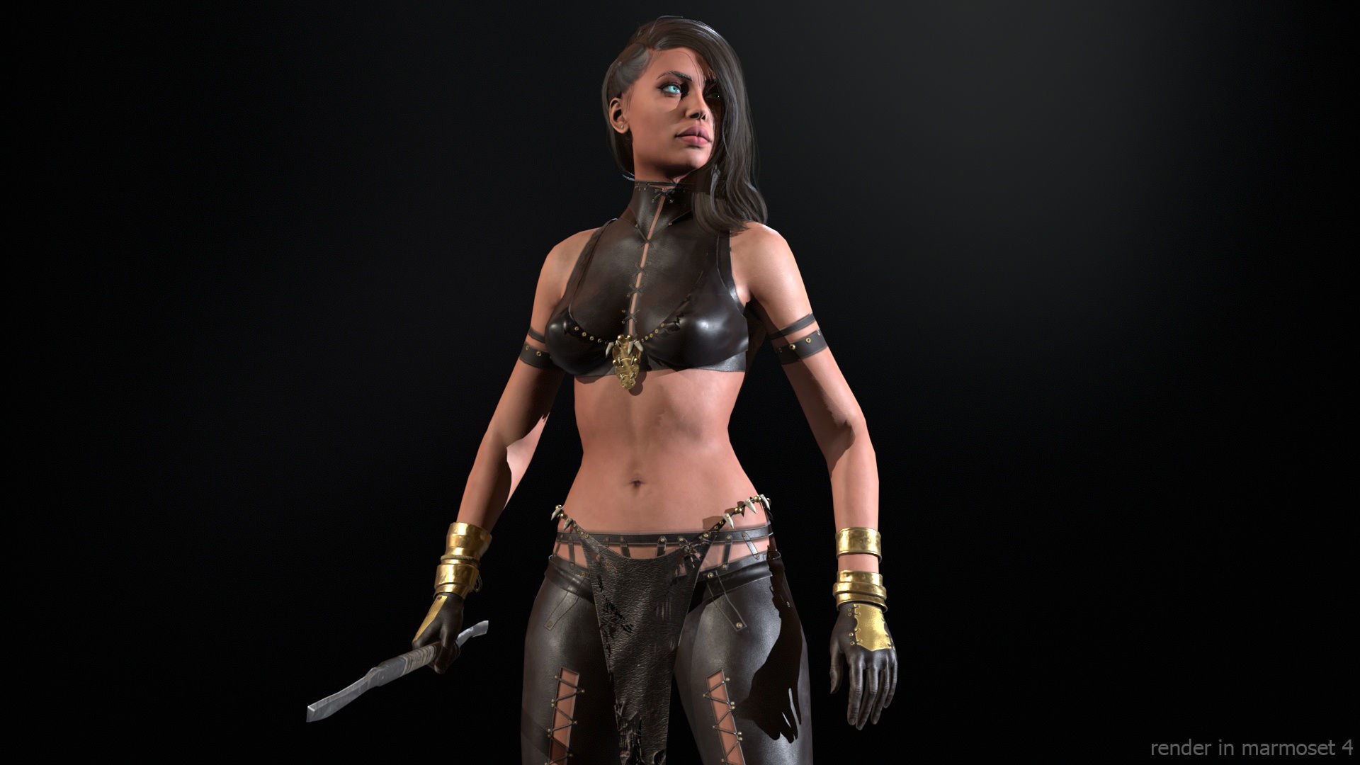 Defender Girl 2 Low-poly 3D model_6