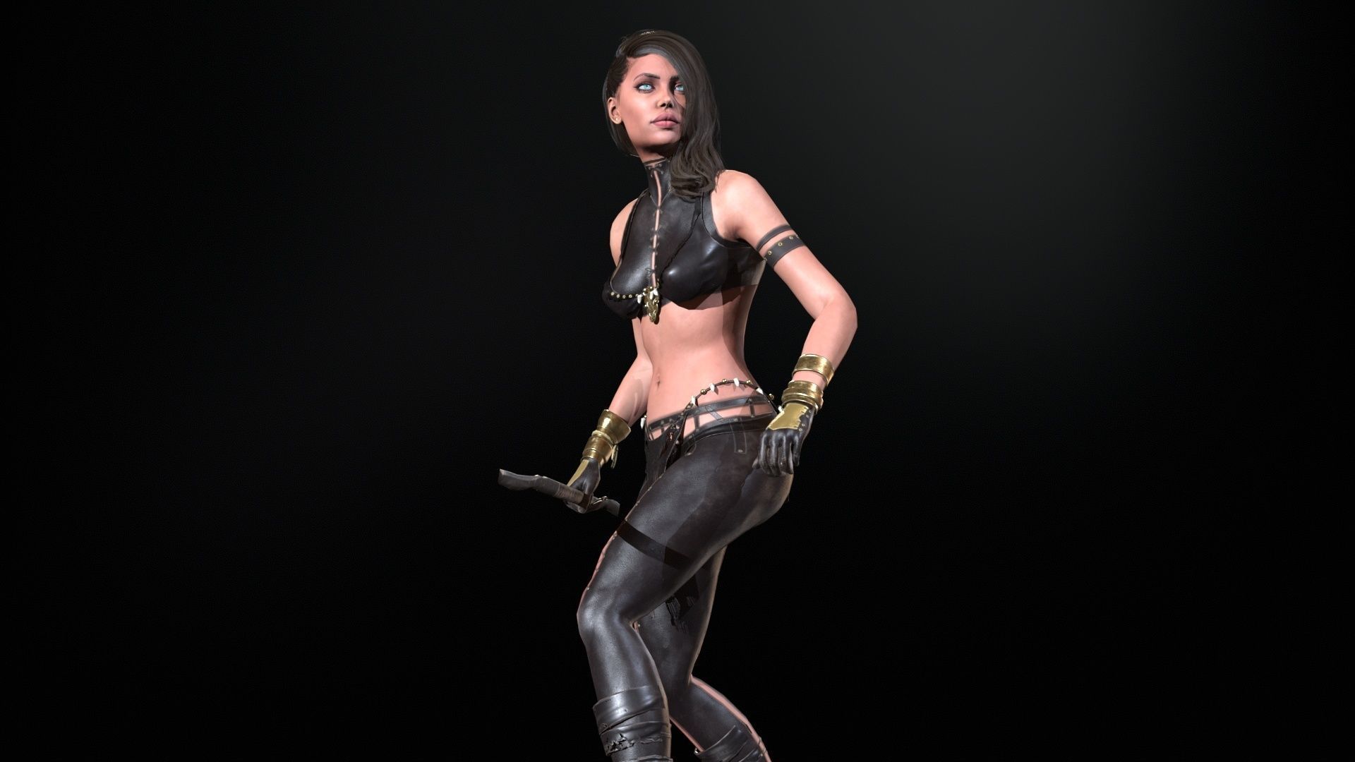 Defender Girl 2 Low-poly 3D model_18