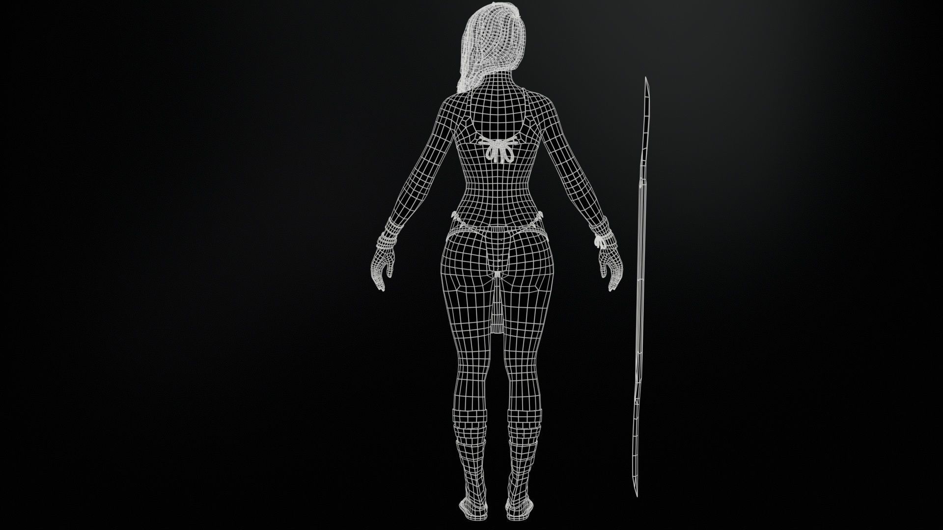Defender Girl 2 Low-poly 3D model_10