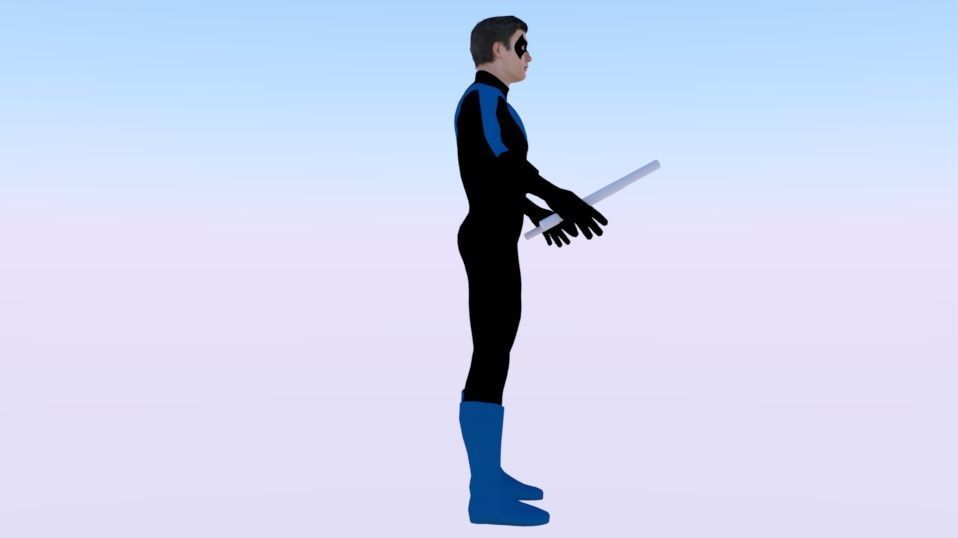 Nightwing Low-poly 3D model_1