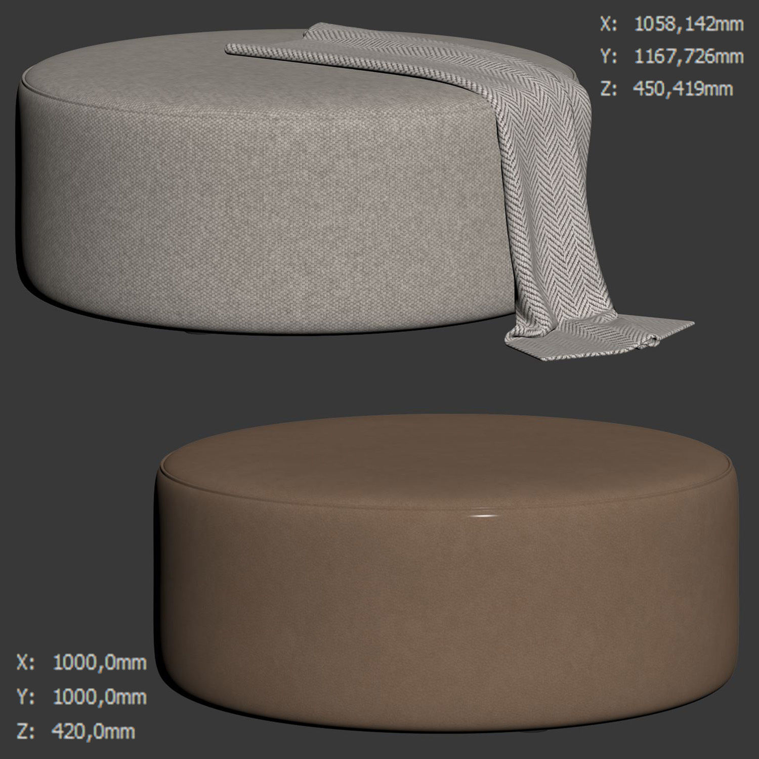 Ottoman 100cm by Gorgeous Creatures 3D model_3