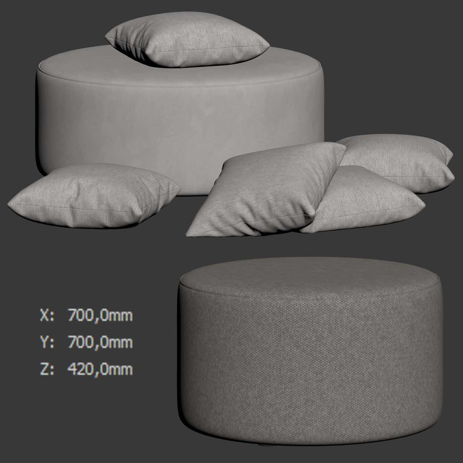 Ottoman 100cm by Gorgeous Creatures 3D model_4