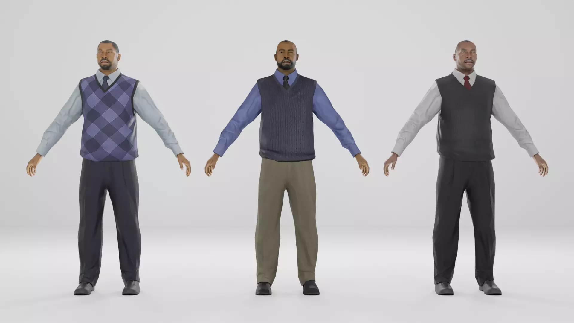 Business man Low-poly 3D model_0