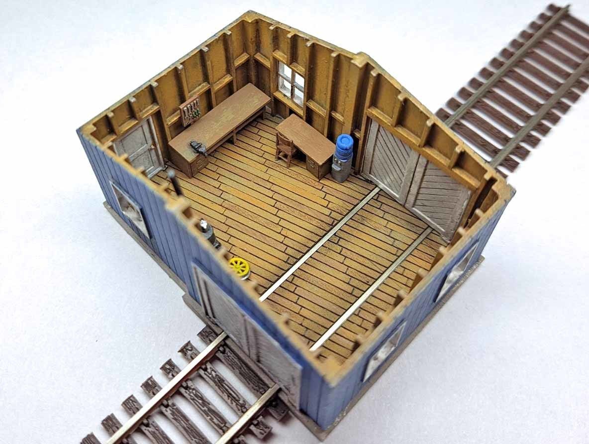 N Scale Speeder Shed with Internal Details 3D model_10