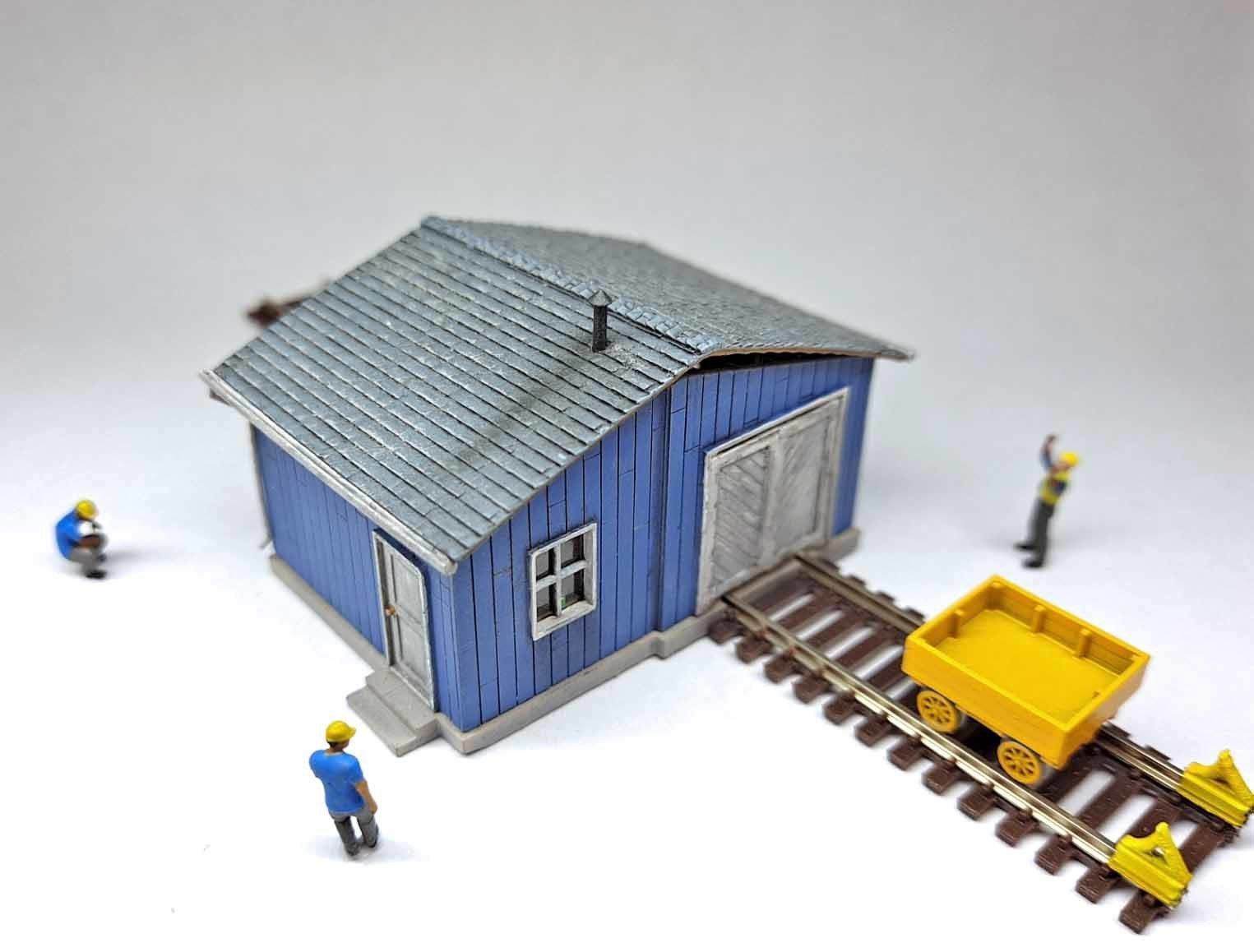 N Scale Speeder Shed with Internal Details 3D model_1