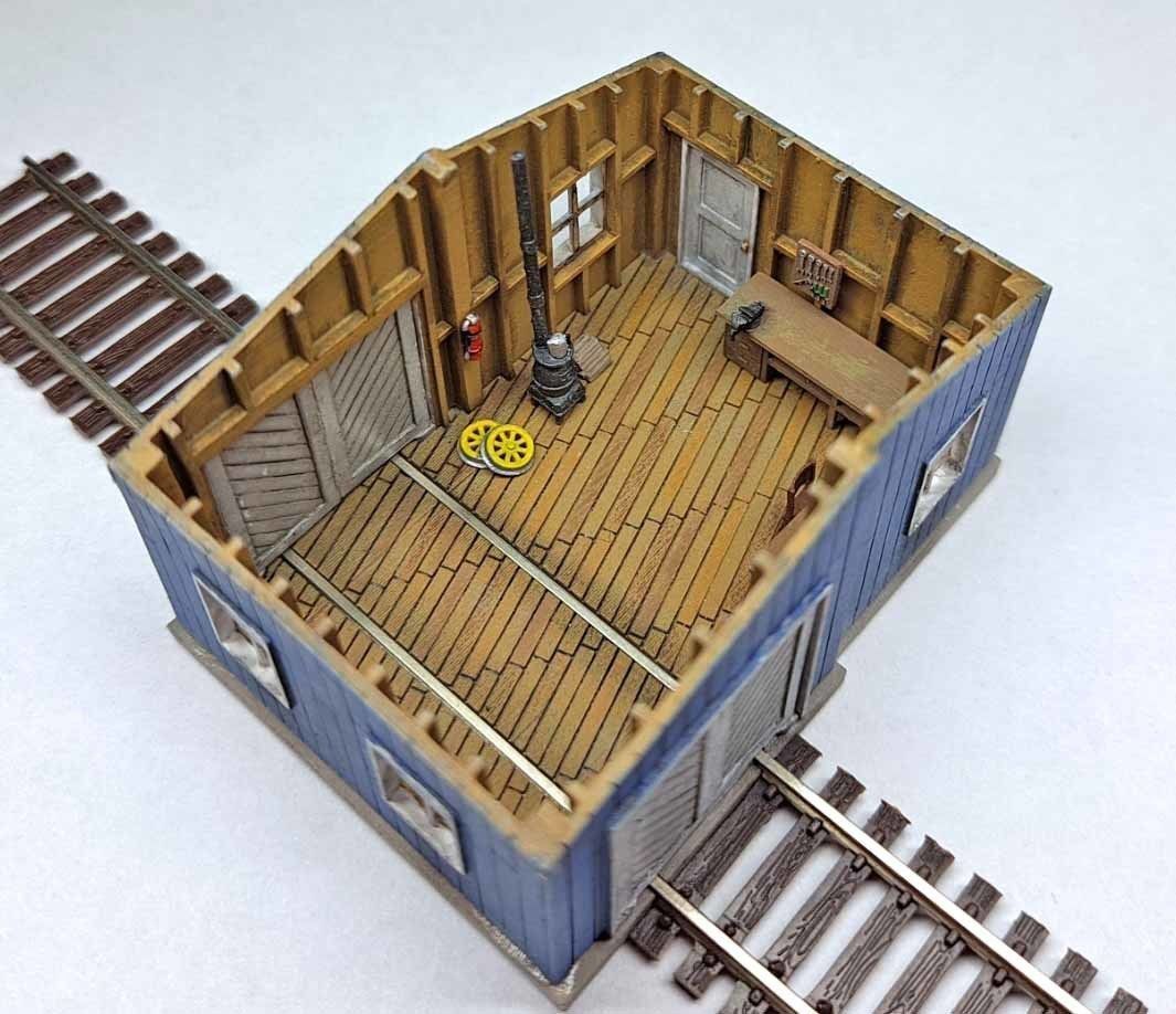 N Scale Speeder Shed with Internal Details 3D model_9