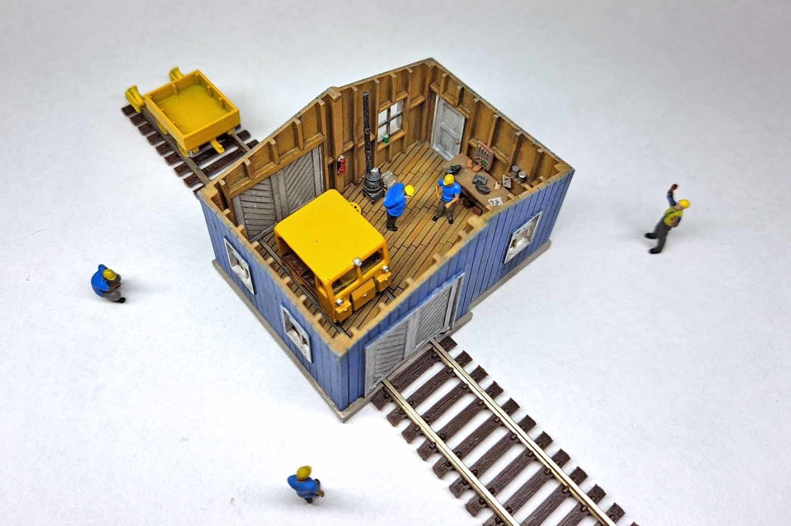 N Scale Speeder Shed with Internal Details 3D model_2