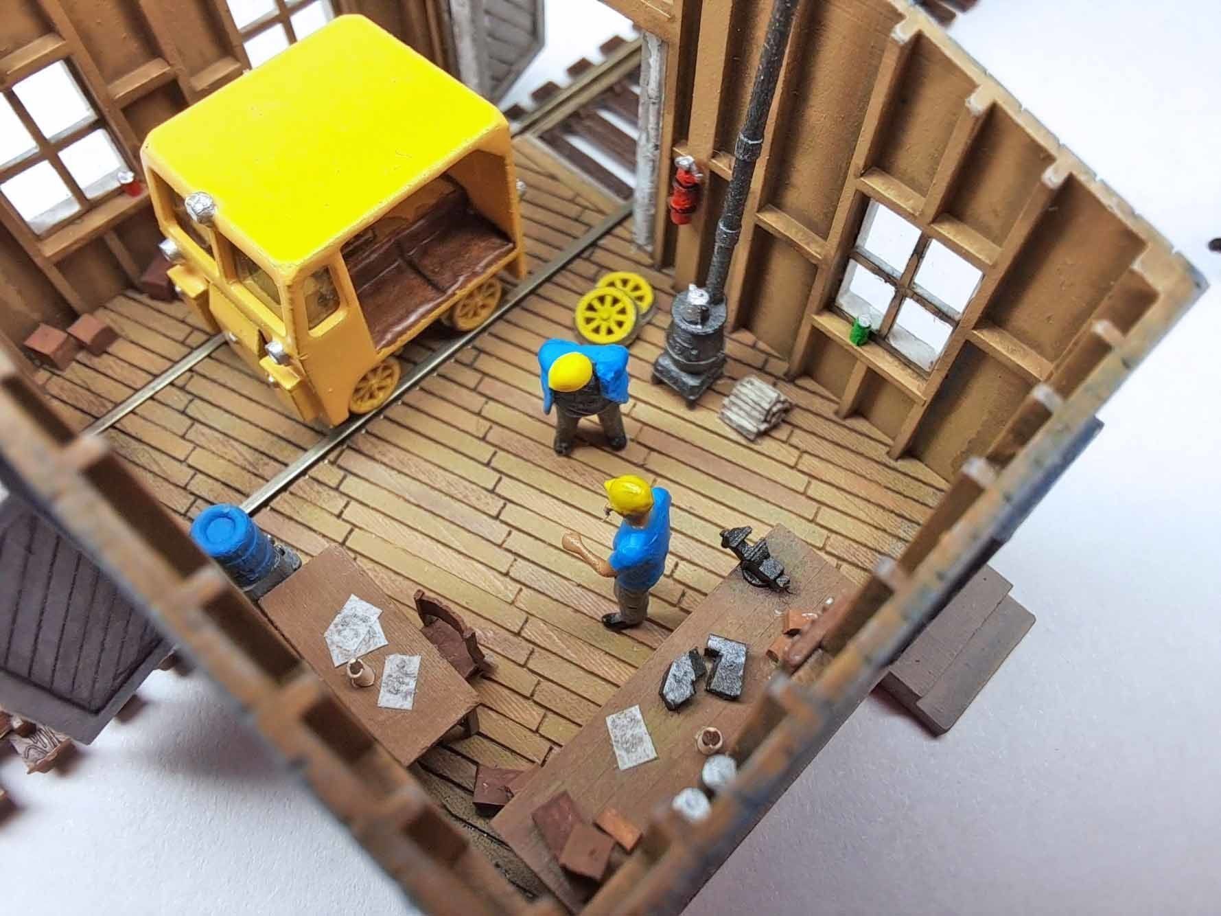 N Scale Speeder Shed with Internal Details 3D model_5