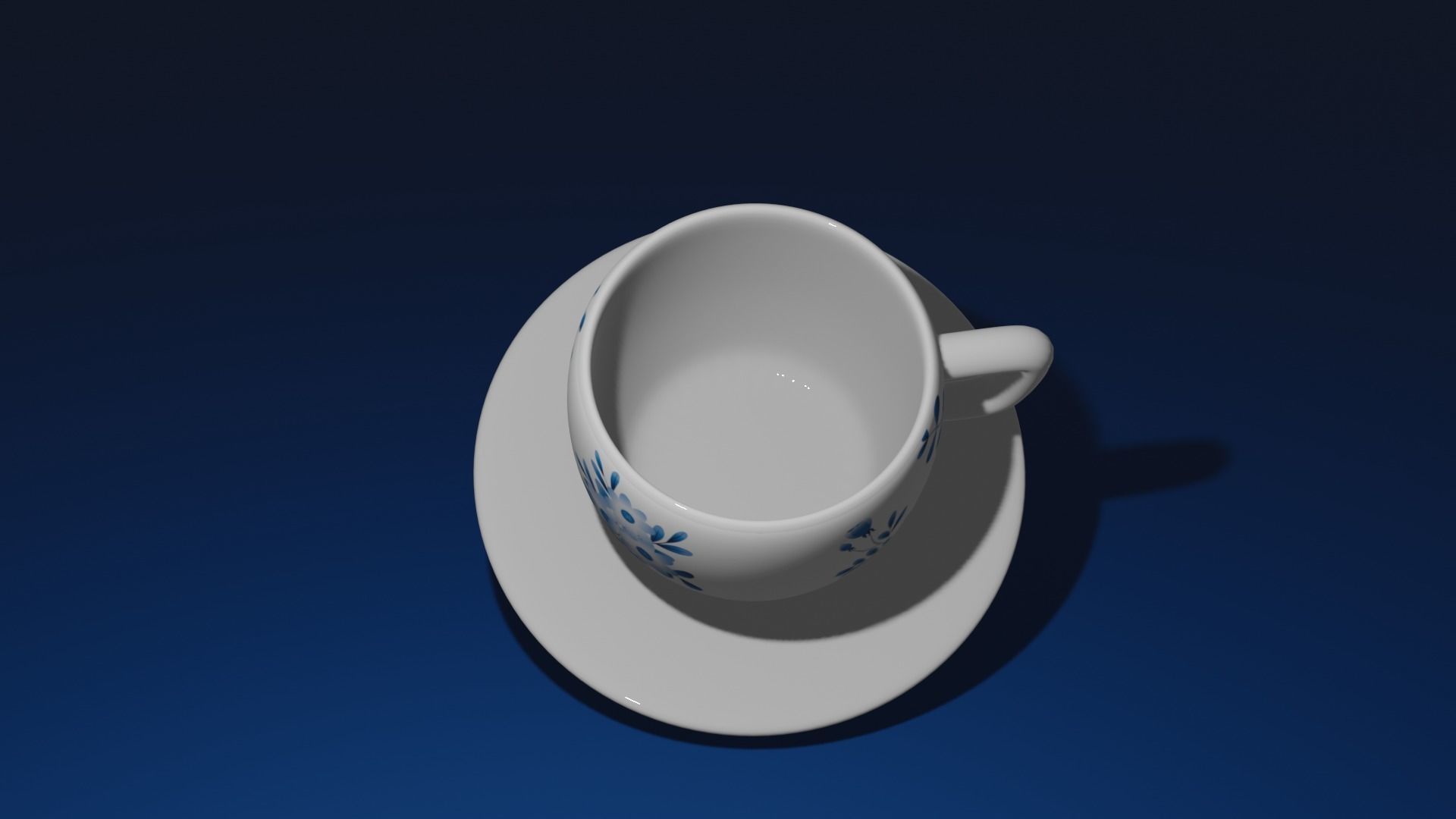 Blue Flowers Cup and Saucer 3D Model  3D model_5