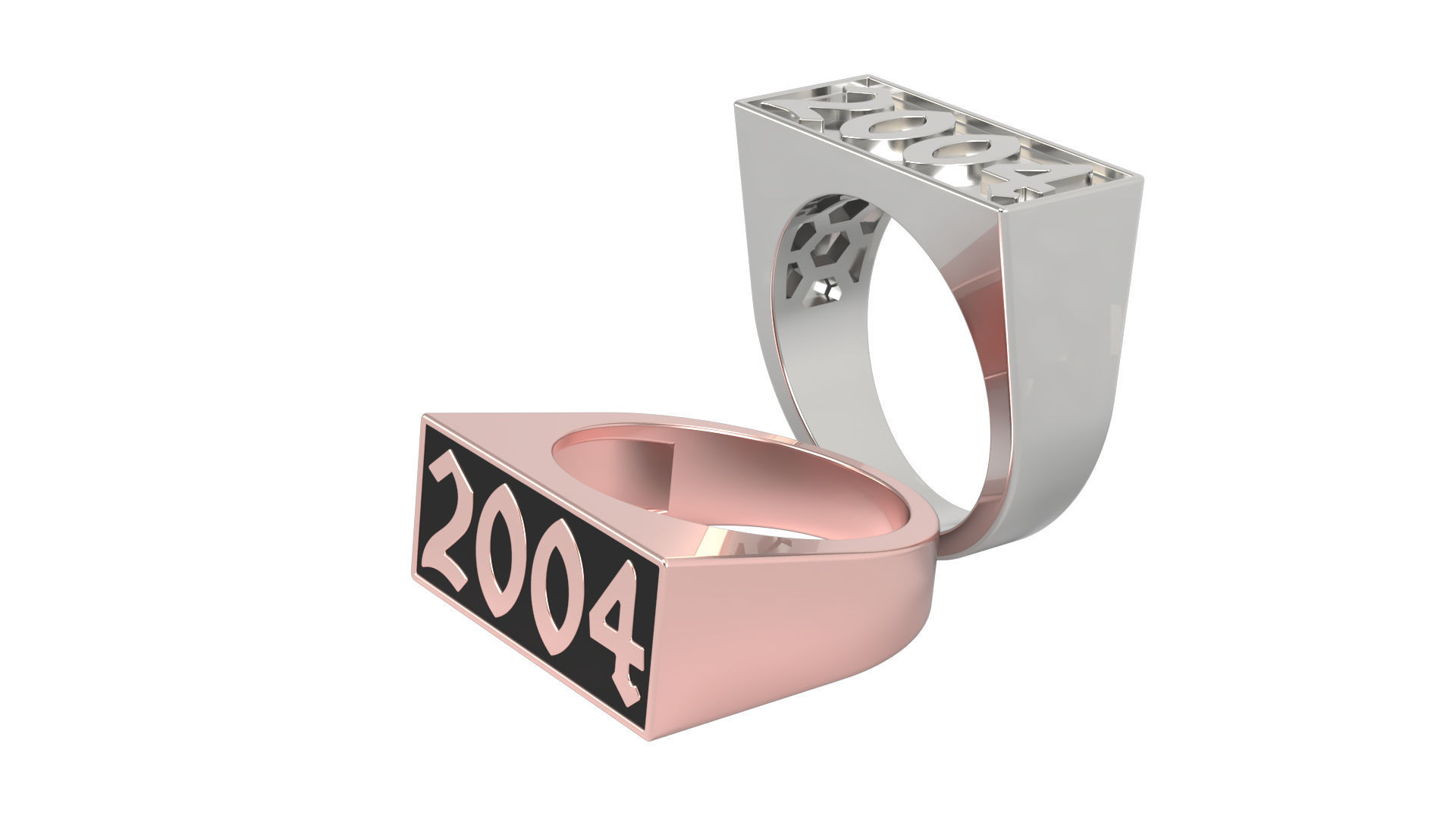 2004 Ring Set with and without gallery Size 5 - 9 US 3D print model_7
