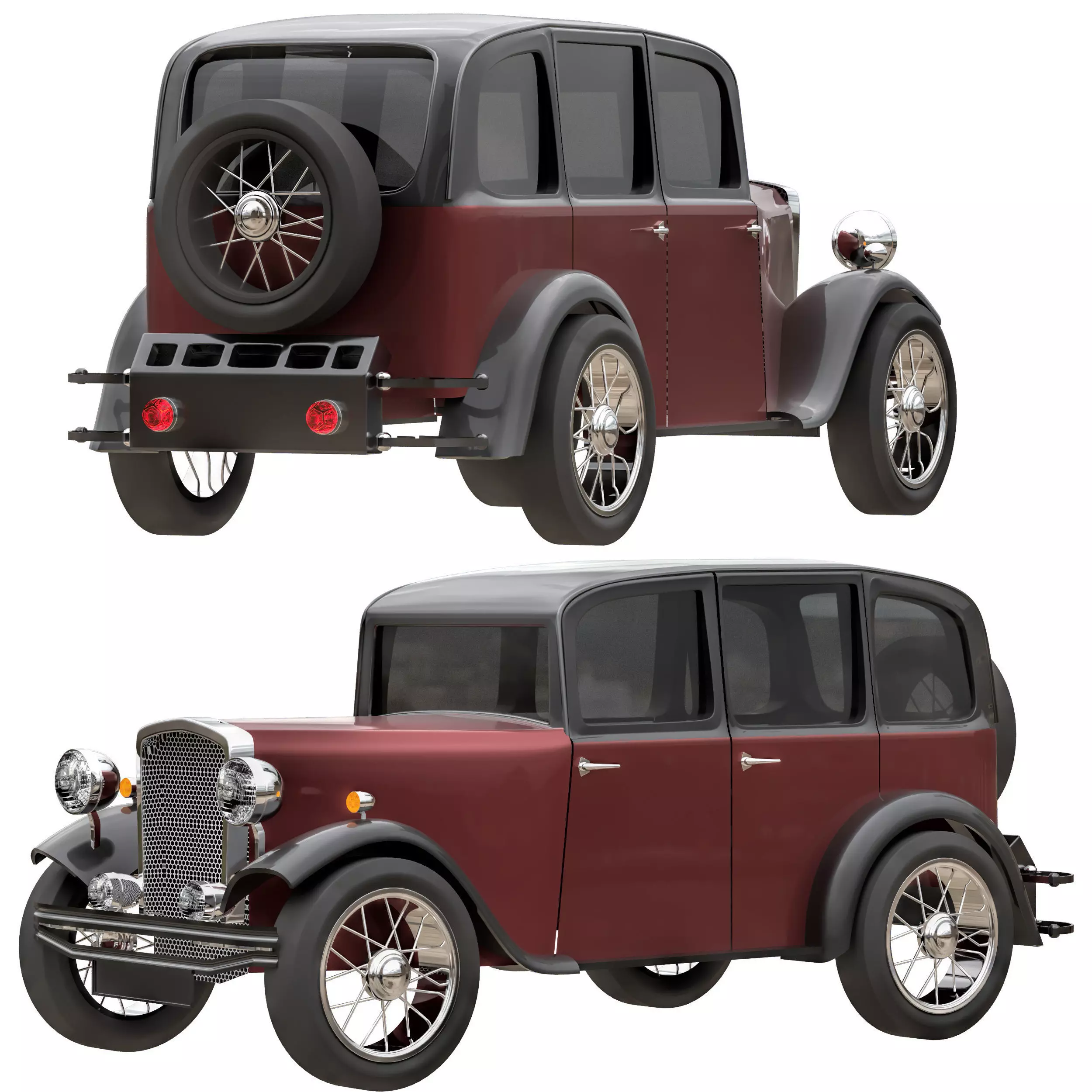 old car 2 Low-poly 3D model_0