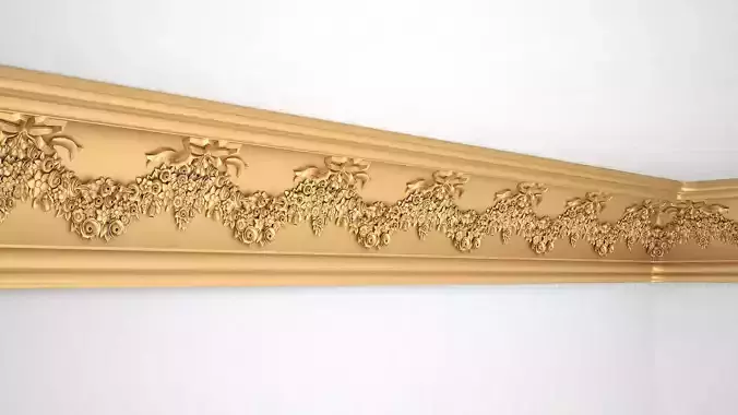 Antique Decor Cornice with Flowers Baroque Style
