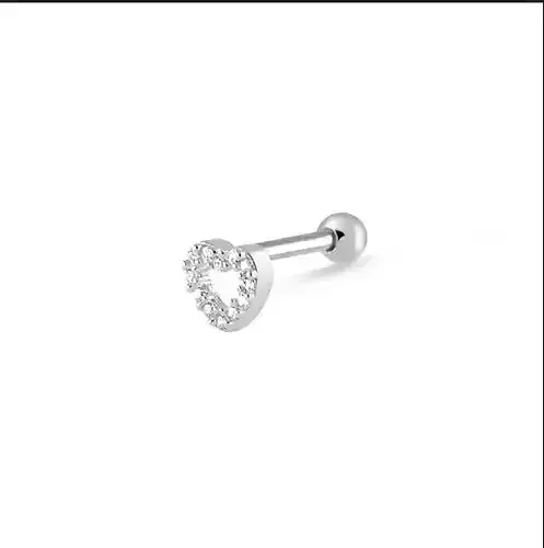 Piercing for tragus helix ear model heart gem barbell 3D print model